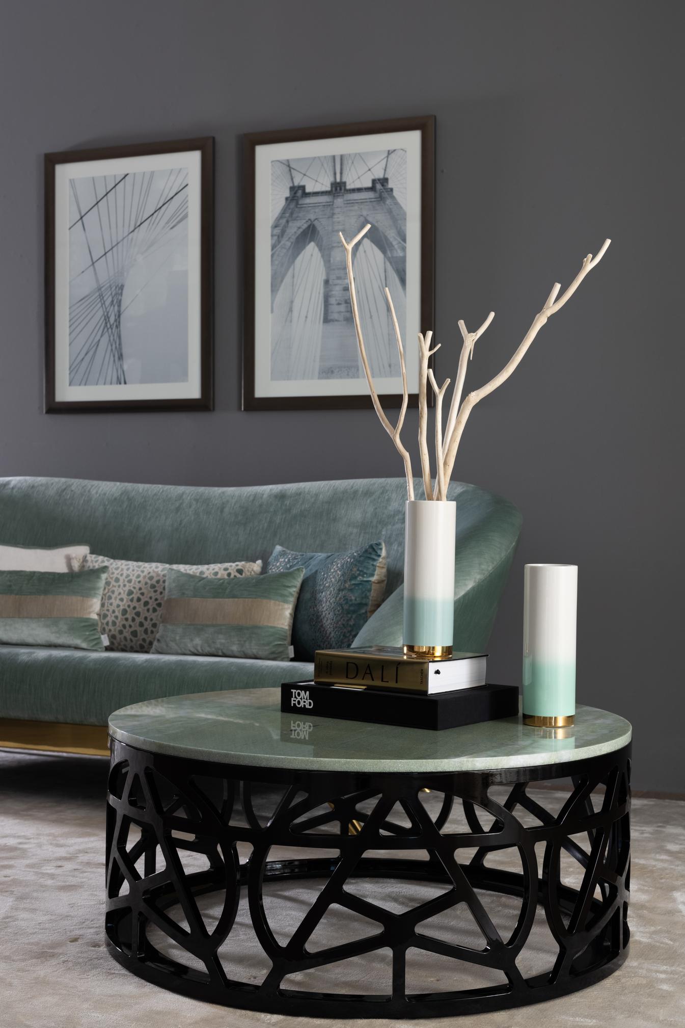 Table d'appoint Art Déco Pyrite, marbre vert, fabriquée à la main au Portugal par Greenapple en vente 4