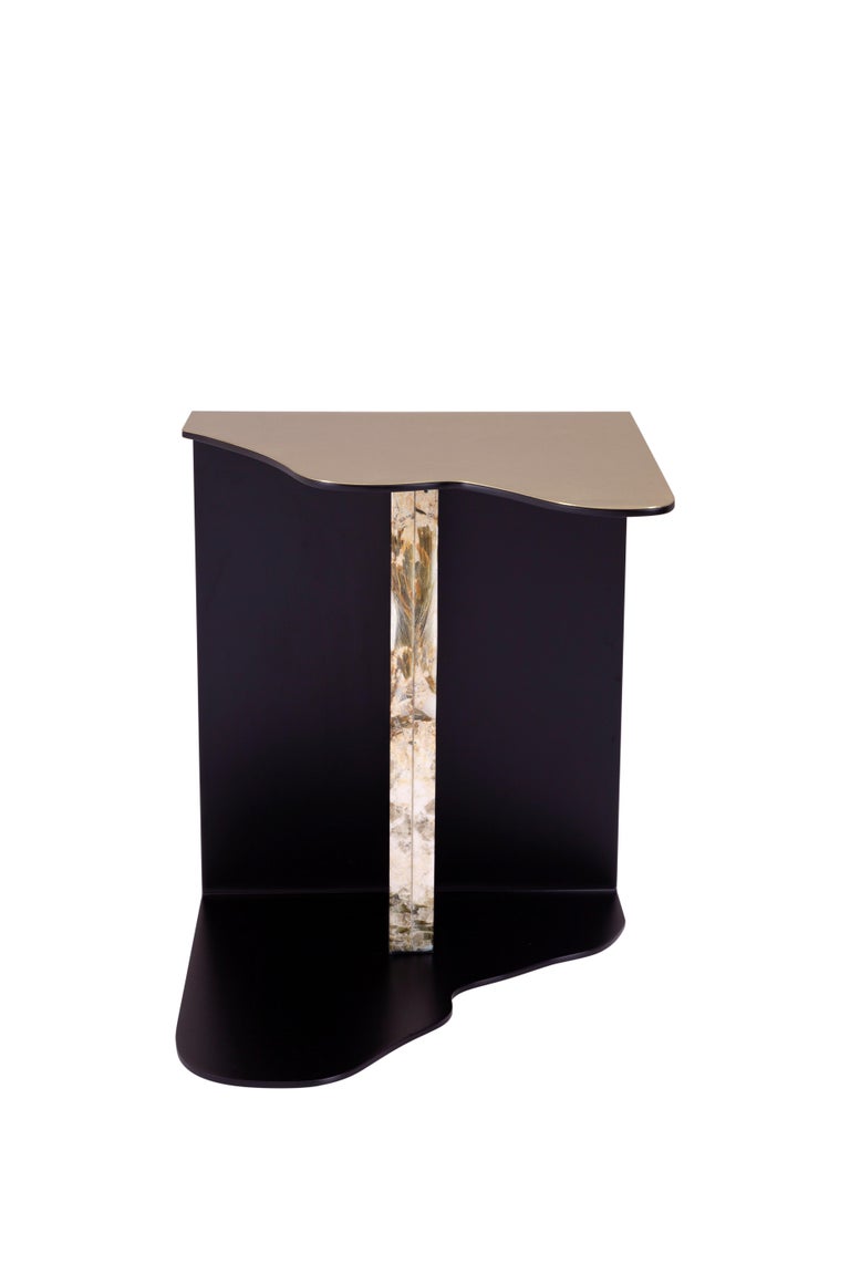 Brushed 21st Century Modern Raw Side Table Handcrafted in Portugal by Greenapple For Sale