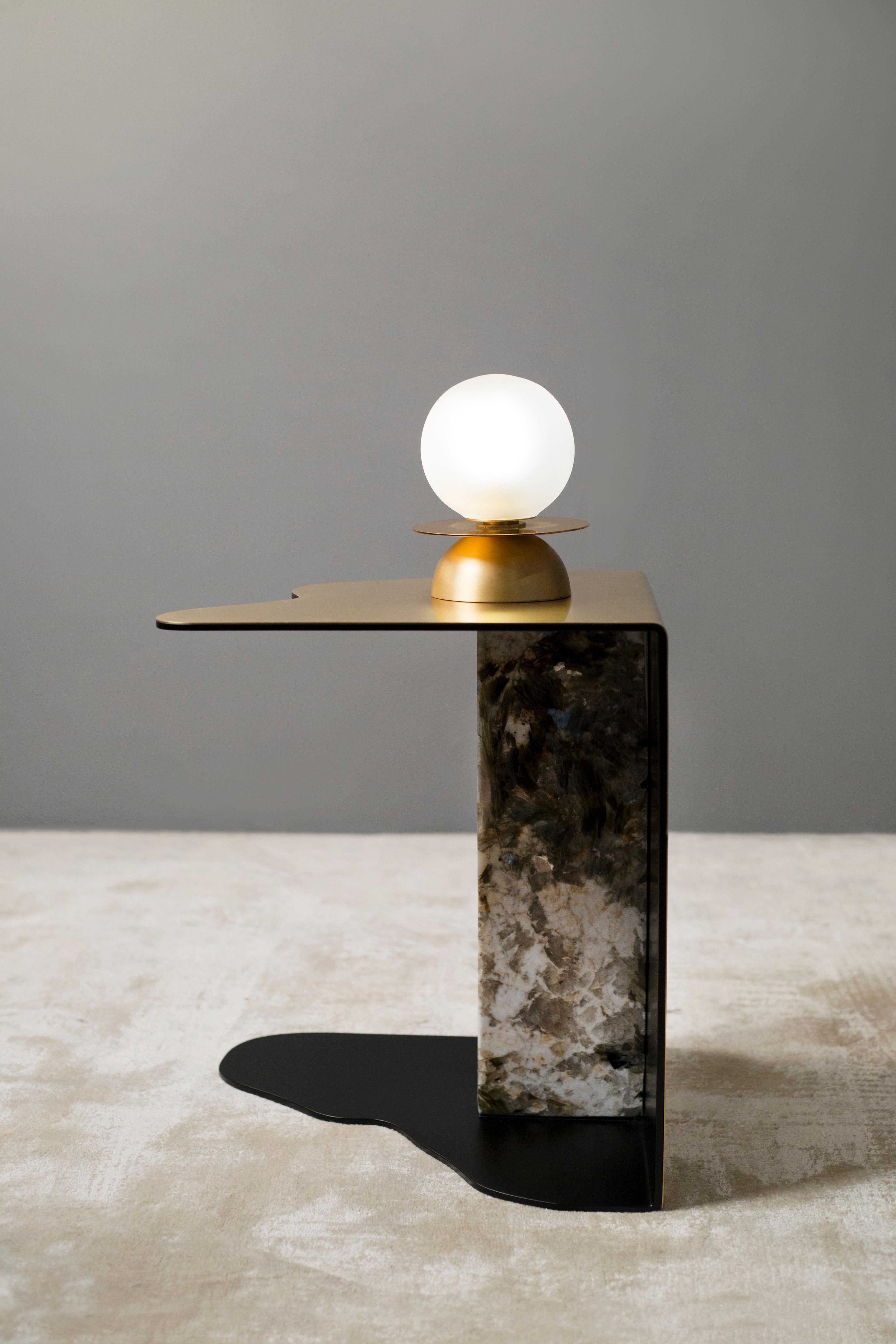 Modern Raw Side Table Patagonia Stone Brass Handmade in Portugal by Greenapple For Sale 1