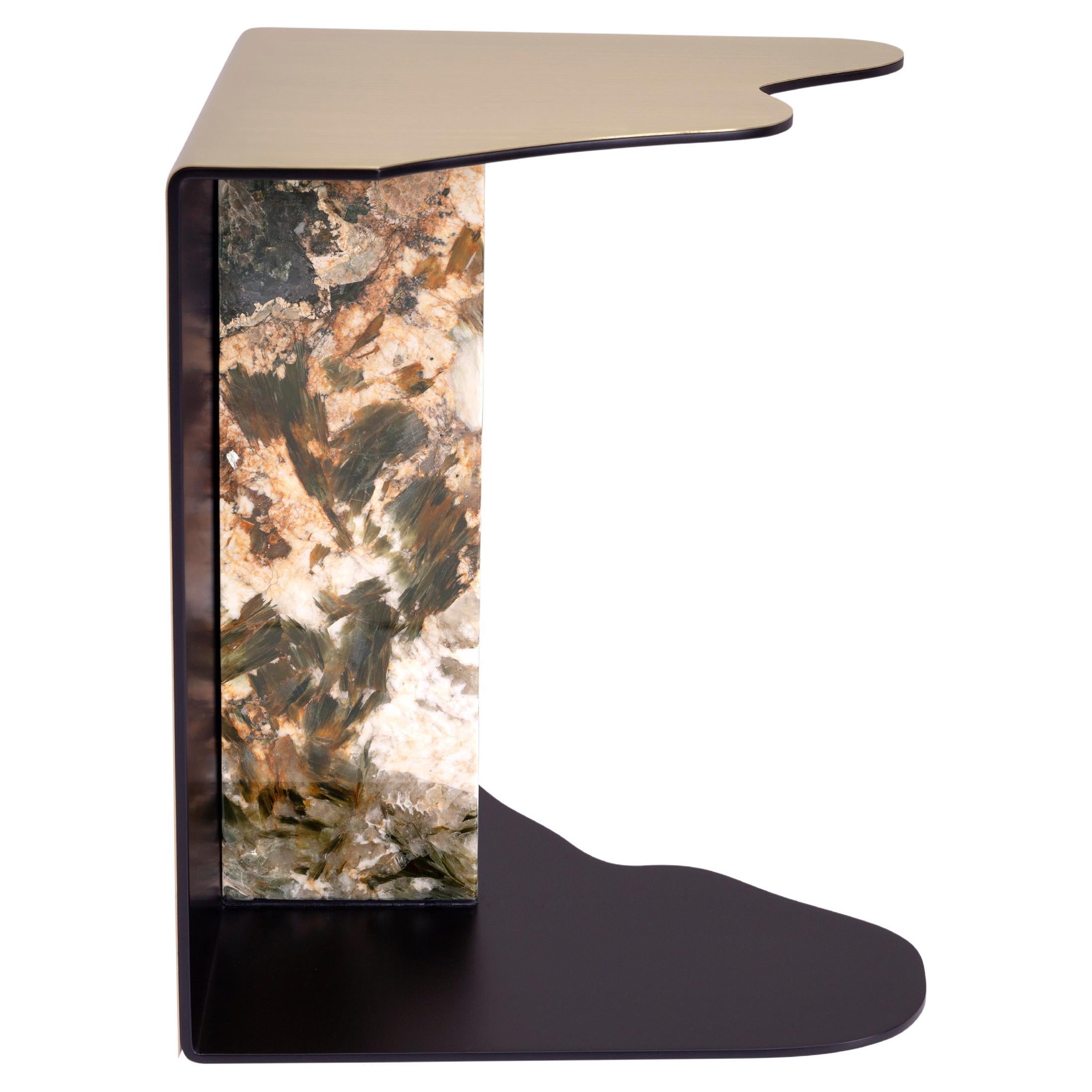 Modern Raw Side Table Patagonia Stone Brass Handmade in Portugal by Greenapple For Sale
