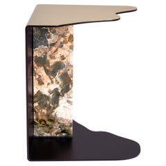Modern Raw Side Table Patagonia Stone Brass Handmade in Portugal by Greenapple