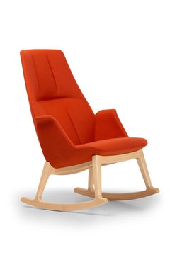 21st Century Modern Red Wooden Rocking Armchair Hive Made in Italy