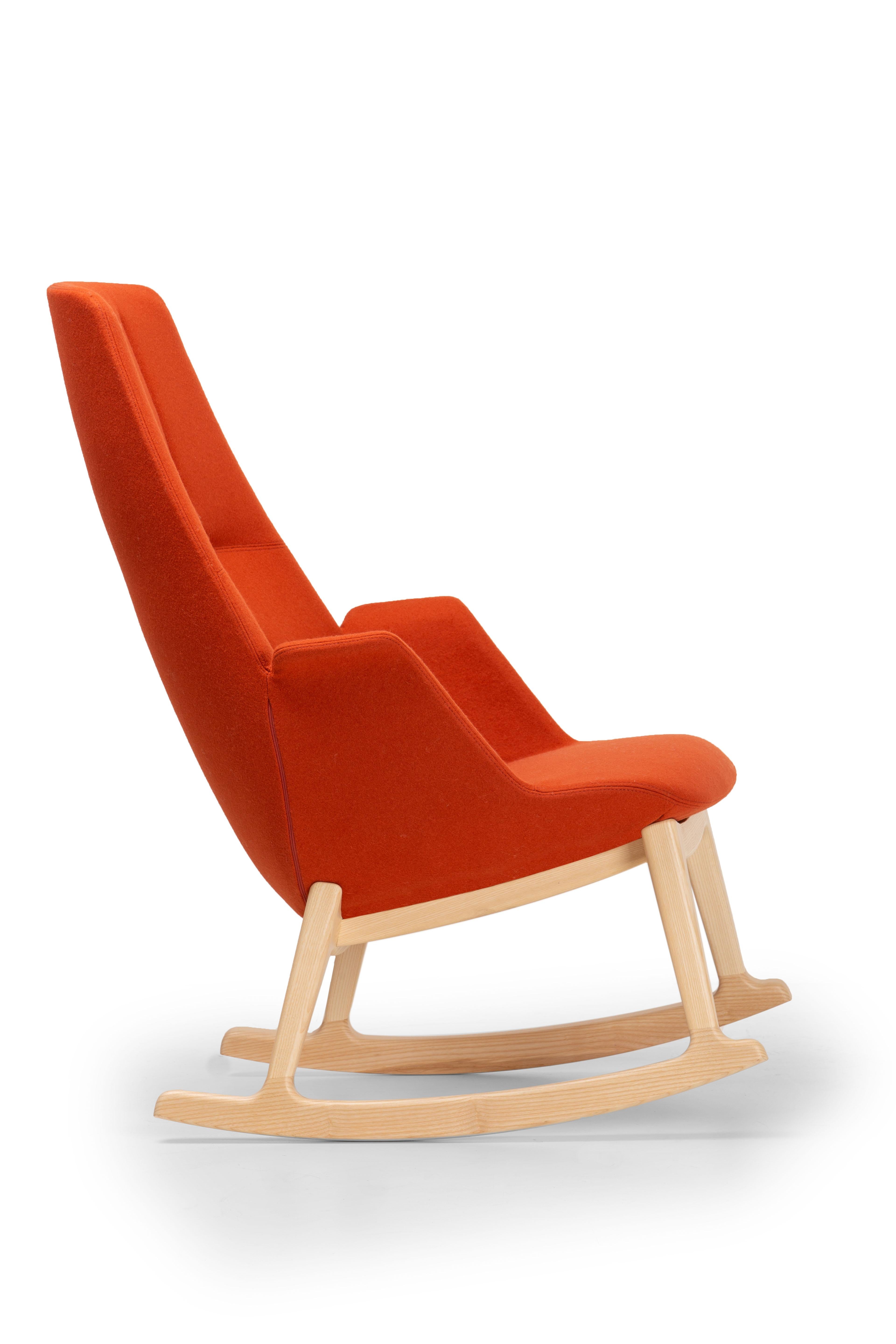 Italian 21st Century Modern Red Wooden Rocking Armchair Hive Made in Italy For Sale