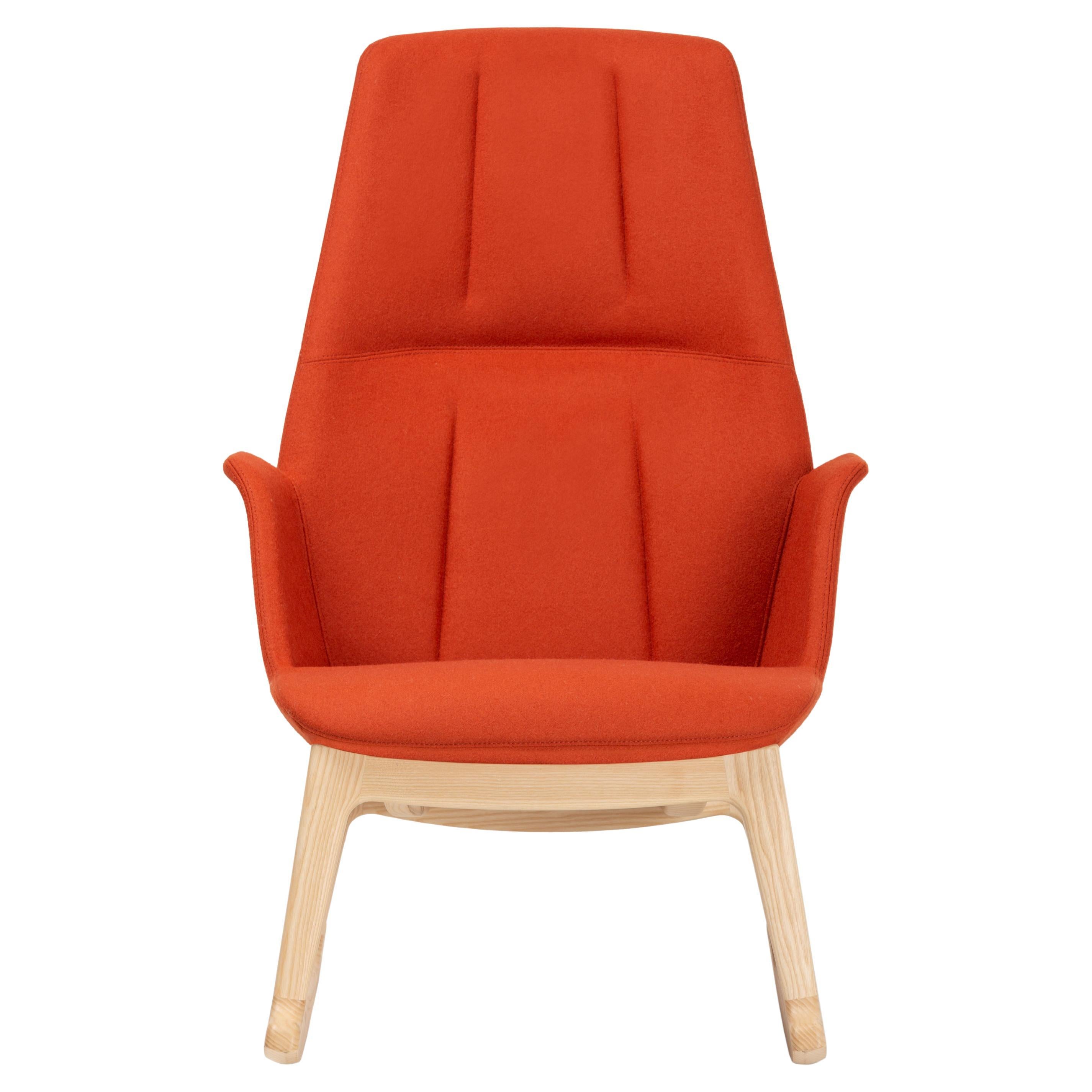 21st Century Modern Red Wooden Rocking Armchair Hive Made in Italy
