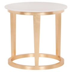 Art Deco Rubi Side Table with Calacatta Bianco Marble Handcrafted by Greenapple