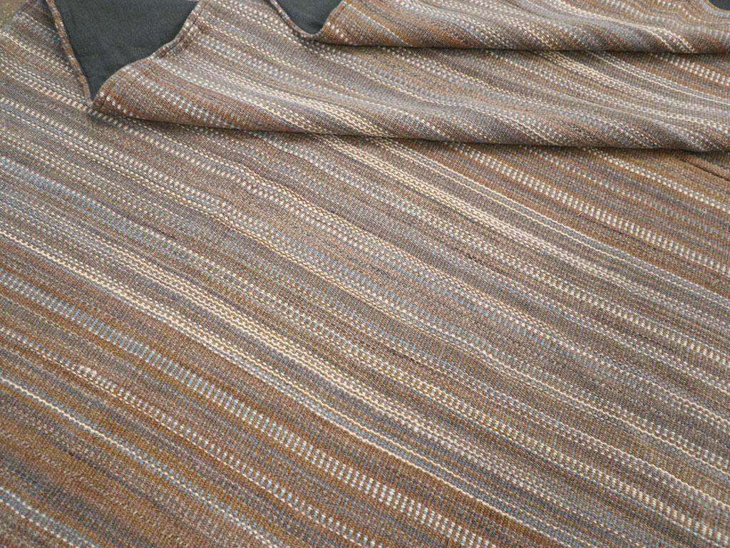 21st Century Modern Rustic Handmade Turkish Flatweave Room Size Carpet For Sale 2