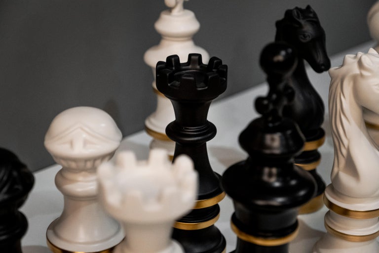 Glazed Set/12 Ceramic Chess Pieces, Handmade in Portugal by Lusitanus Home For Sale