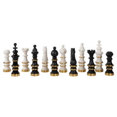 21st Century Set of 12 Linden Wooden Chess Pieces Handcrafted by Greenapple