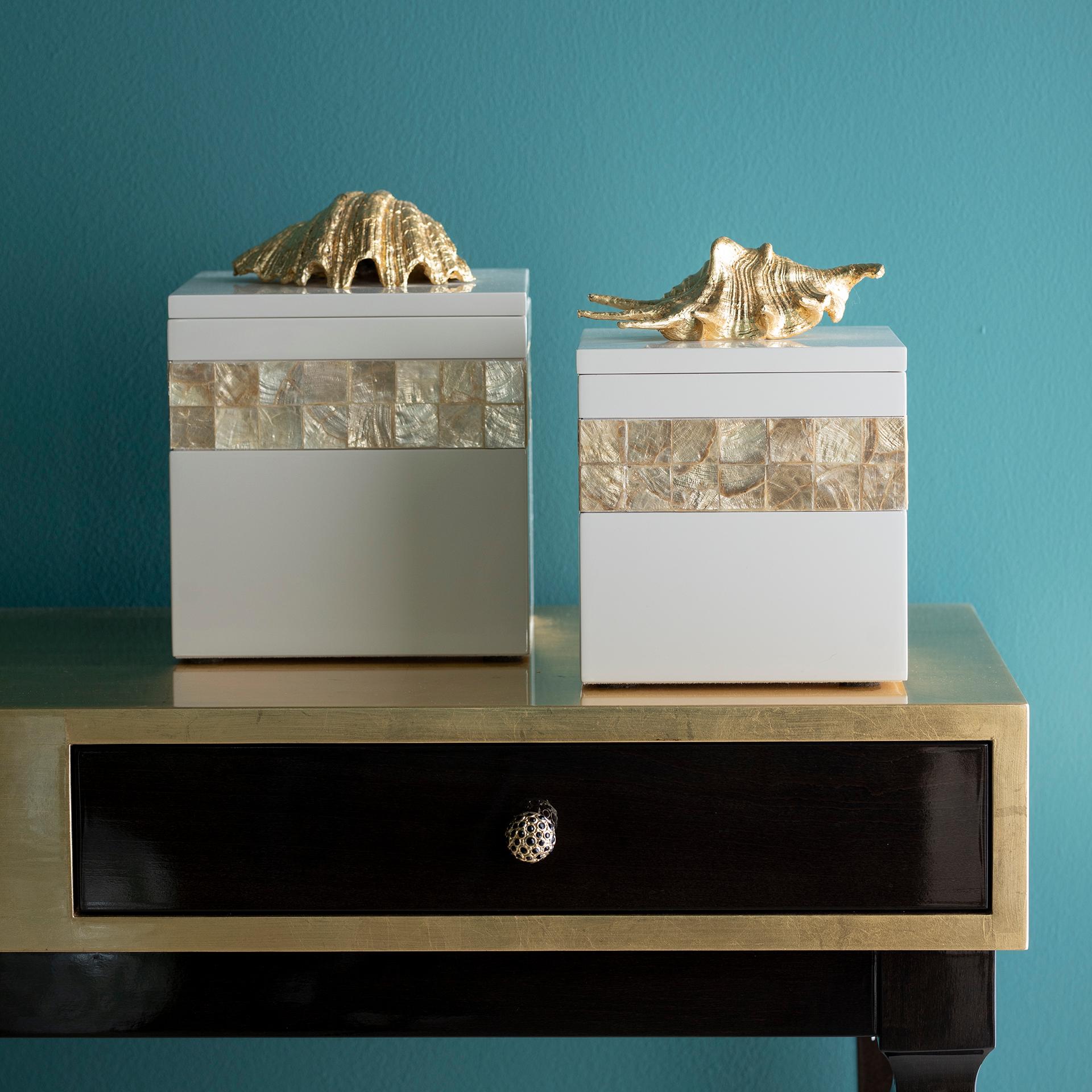 white and gold decorative box
