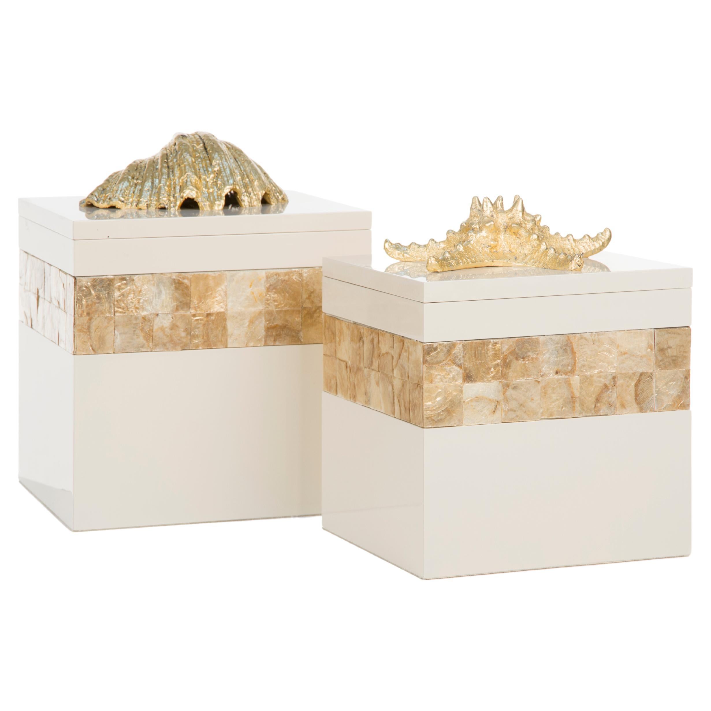 Set/2 Boxes, Wooden Boxes, Cream, Handmade in Portugal by Lusitanus Home