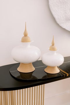 Set/2 Topf, Keramiktöpfe, weiß, handgefertigt in Portugal von Lusitanus Home