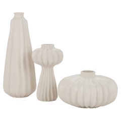 Modern Set of 3 Ceramic Vases Handcrafted in Portugal by Greenapple