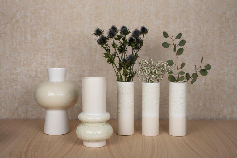 21st century contemporary modern set of 5 ceramic vases Henry, Steele & Agnes Handcrafted in Portugal - Europe by Greenapple. 

This beautiful set includes five waterproof ceramic vases, perfect to be displayed together in endless combinations,