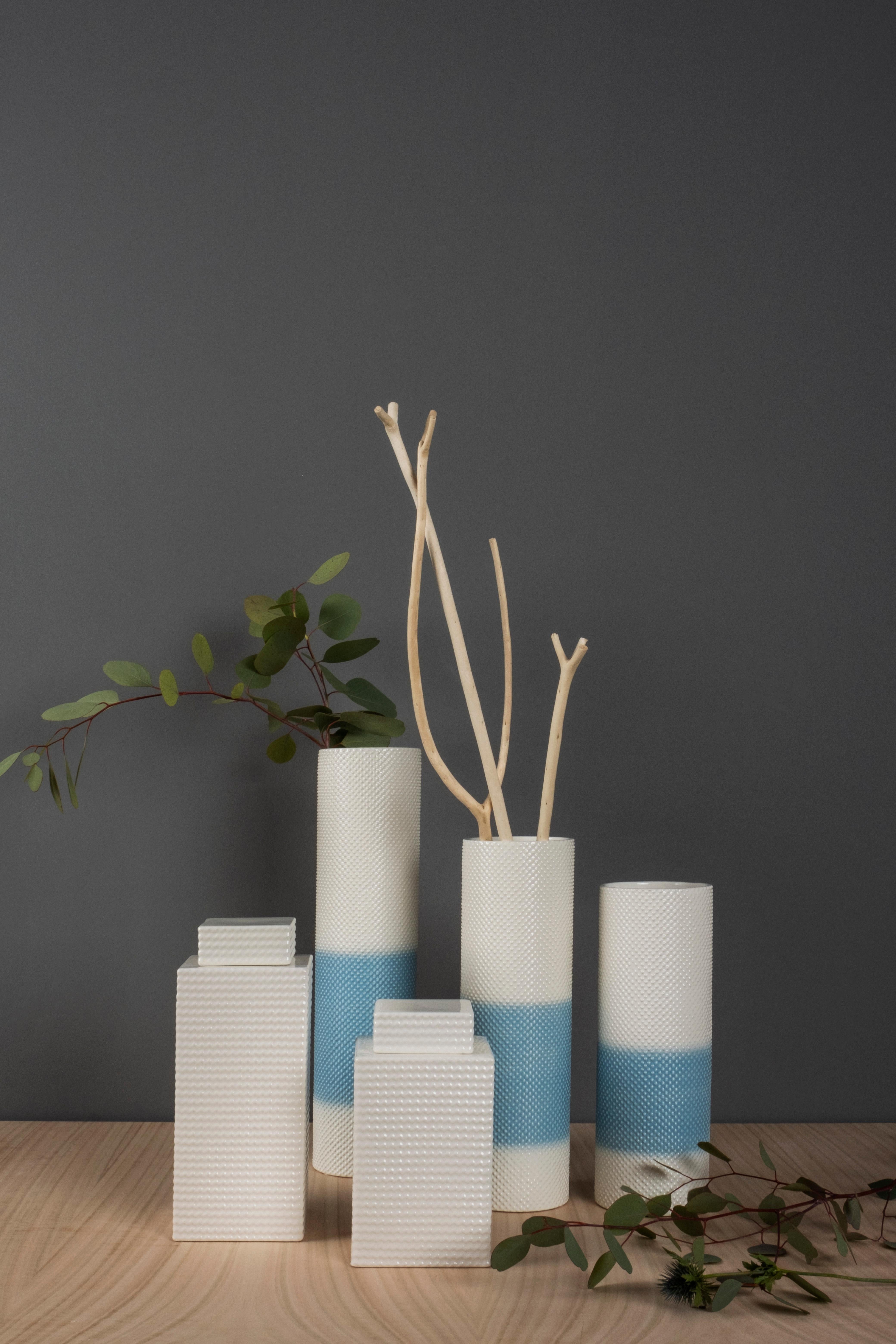 Steele & Hardy Vases, Lusitanus Home Collection, Handcrafted in Portugal - Europe by Lusitanus Home.

This beautiful set includes five waterproof ceramic vases, perfect to be displayed together in endless combinations, with or without flowers.

Each