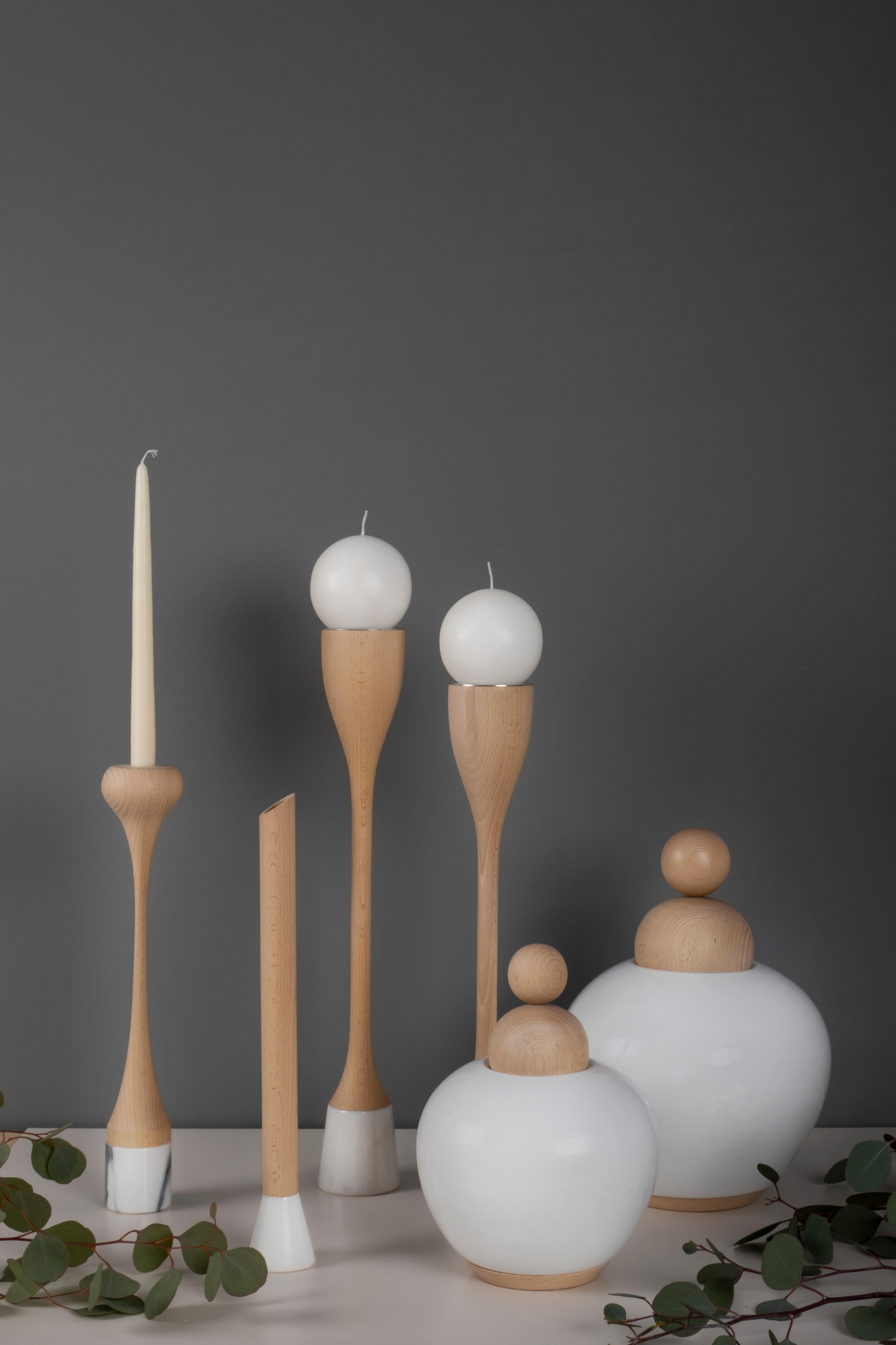 Modern Sey/6 Candle Holders & Ceramic Pots, Handmade in Portugal by Lusitanus Home For Sale