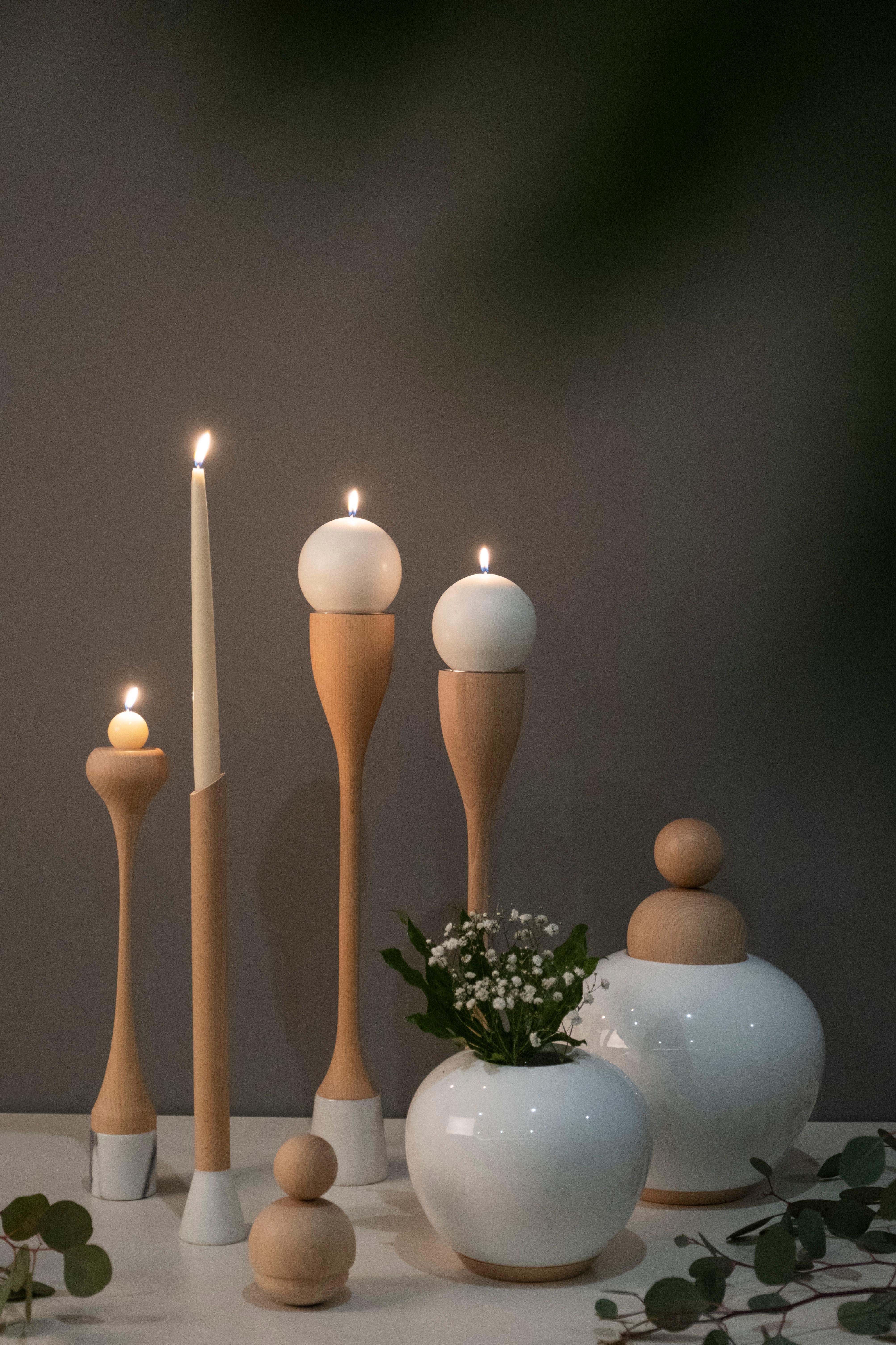 Castor, Heitor, Perseu Candle Holders & Salman Pots, Lusitanus Home Collection, Handcrafted in Portugal - Europe by Lusitanus Home.

This beautiful set includes four ceramic candle holders and two pots, perfect to be displayed together in endless