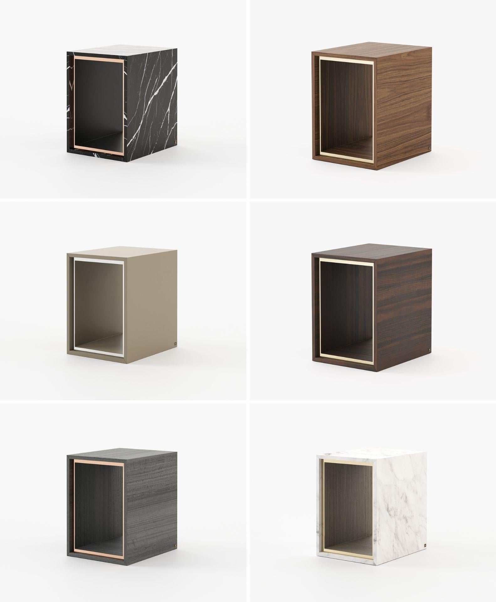 Modern side table with customisable wood veneer and marble by Laskasas In New Condition For Sale In Porto, PT