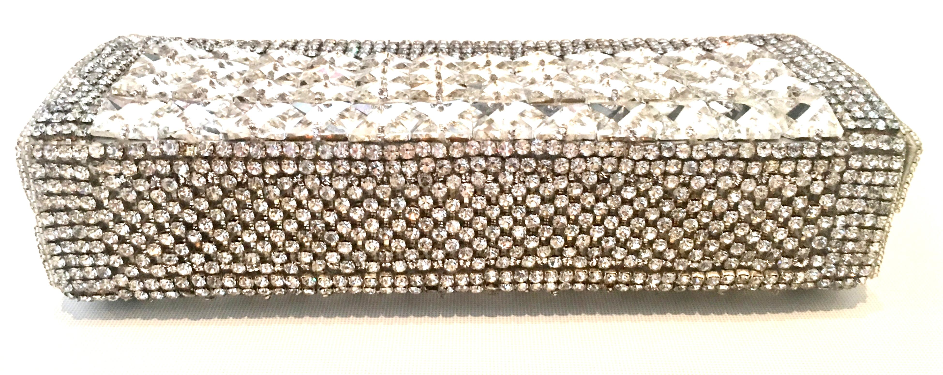 21st Century Modern Silver Metallic Swarovski Crystal Rhinestone Evening Bag For Sale 1