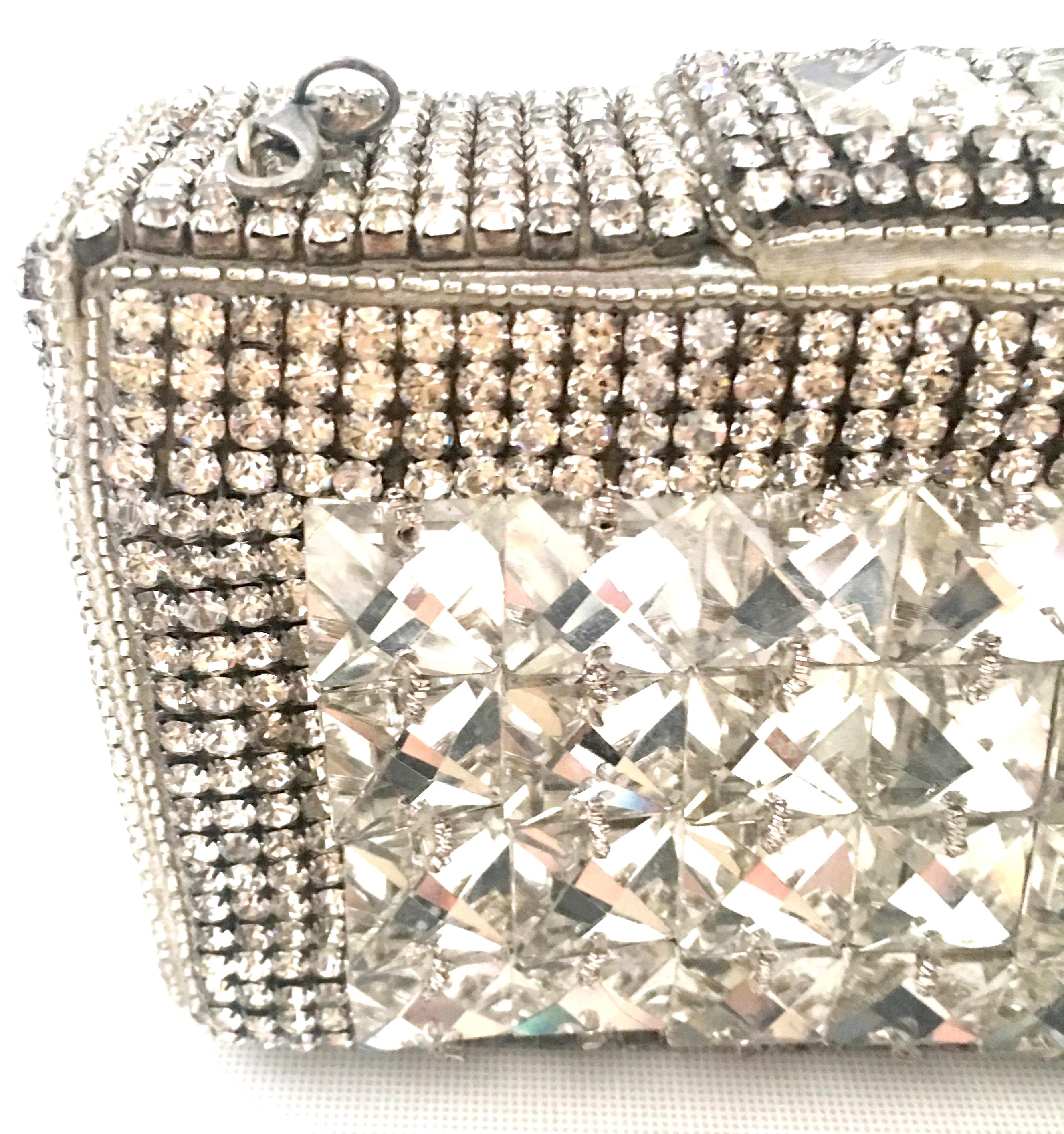 21st Century Modern Silver Metallic Swarovski Crystal Rhinestone Evening Bag For Sale 4