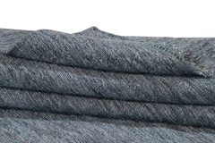 Modern Soumak Rug, Hand-Knotted Wool, Blue Solid Color, 11'10" x 14'9"