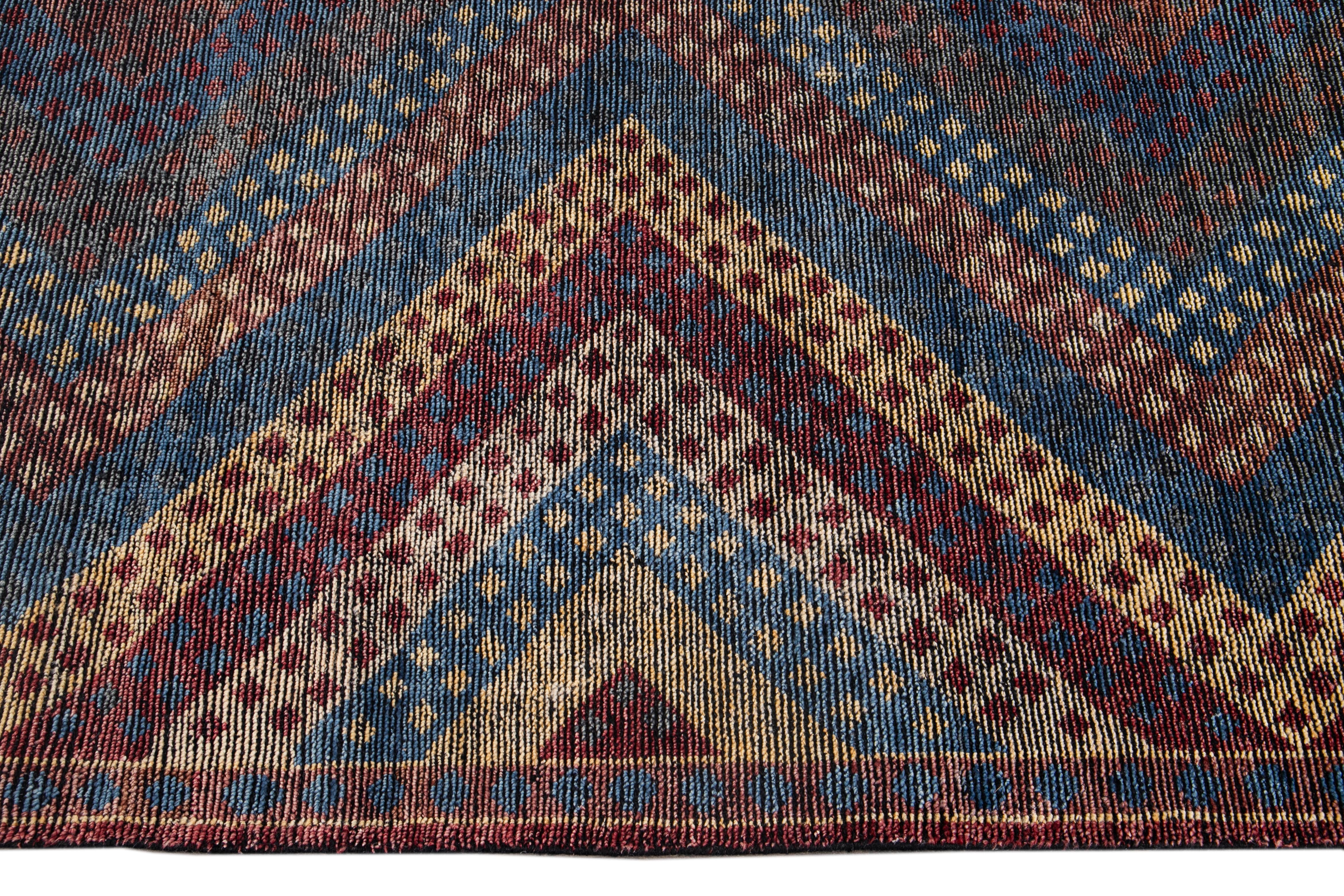 21st Century Modern Soumak Style Wool Rug In New Condition For Sale In Norwalk, CT