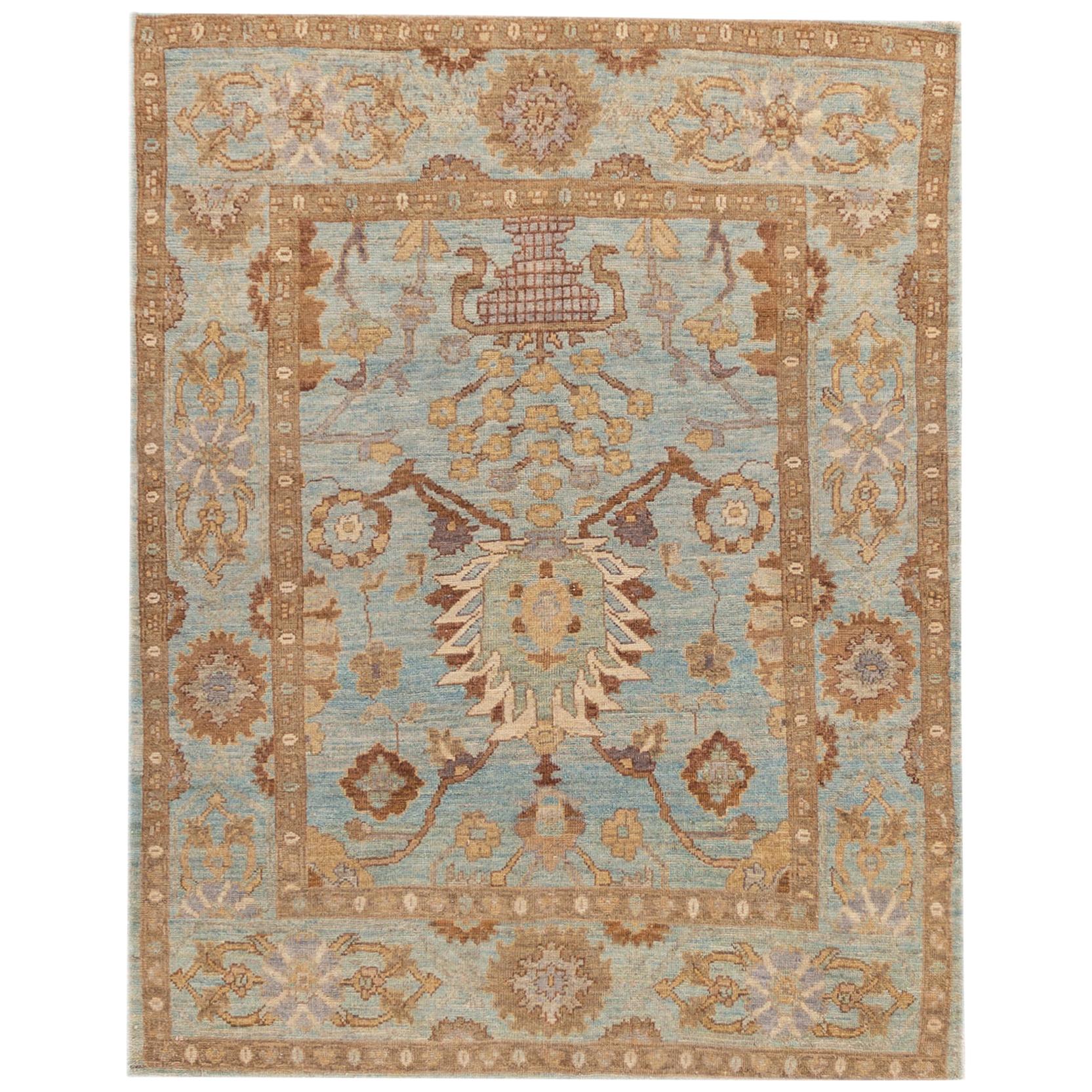 21st Century Modern Square Persian Sultanabad Rug For Sale
