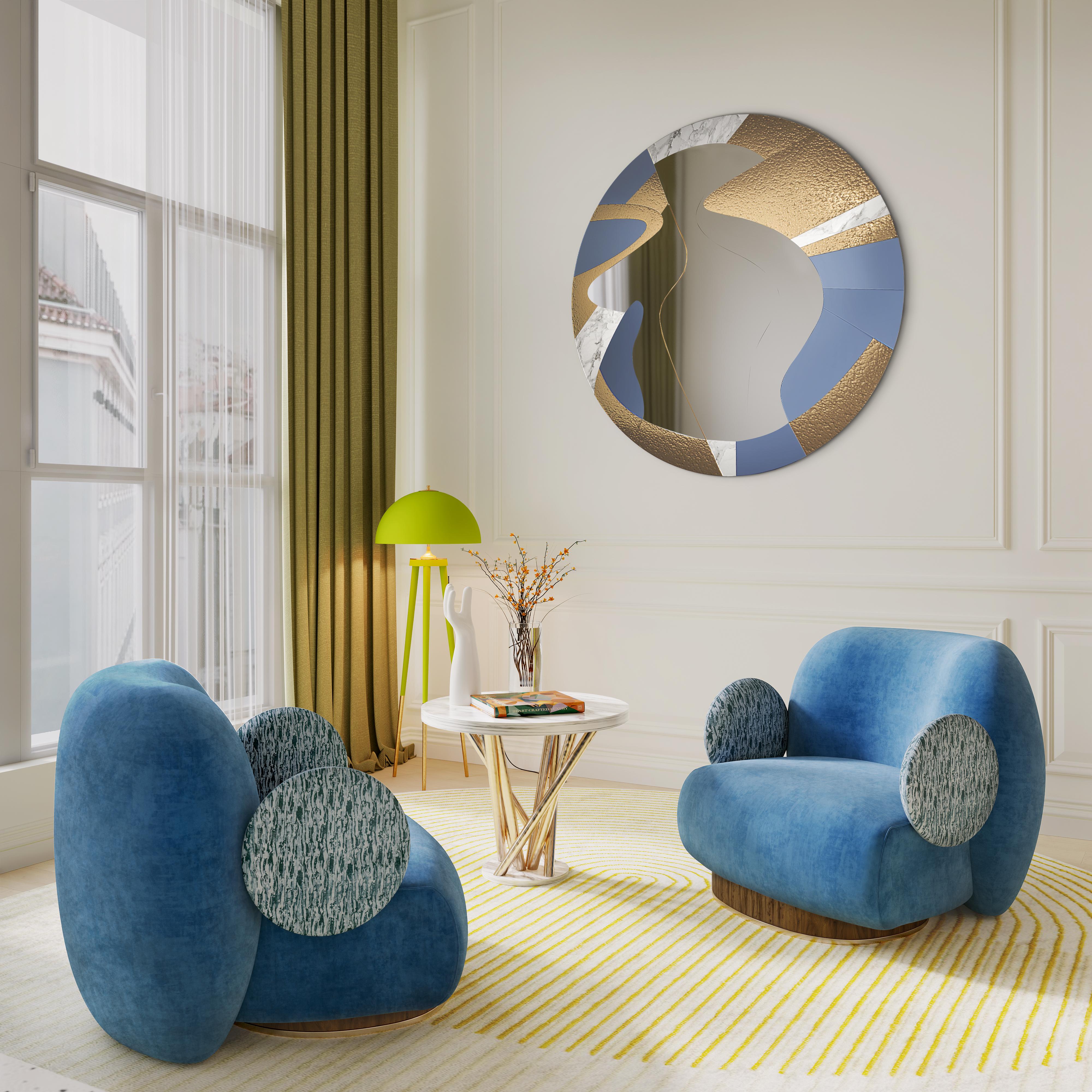 Laiton Miroir étoilé moderne du 21e siècle, couleur laquée par Malabar en vente