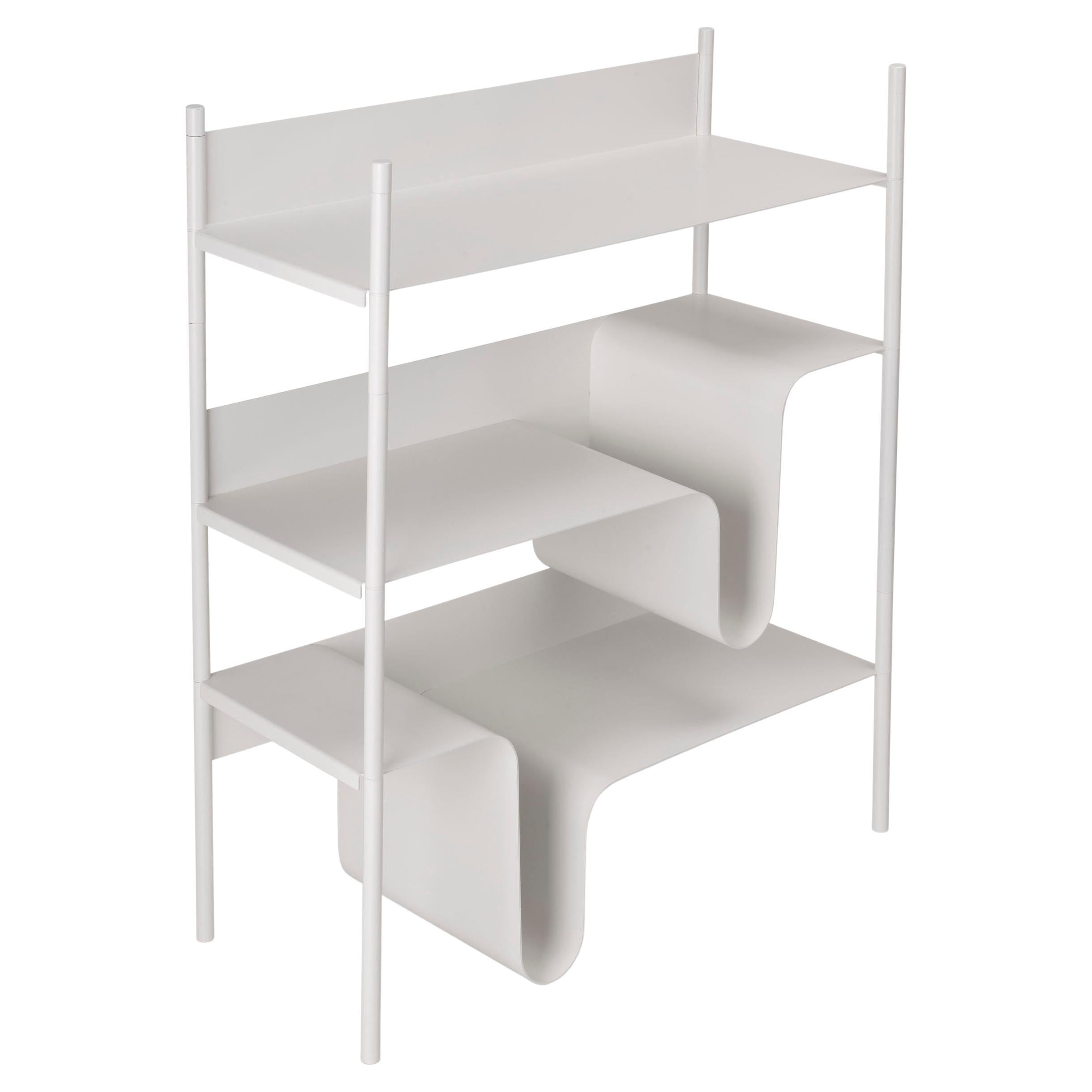 21st Century Modern Steel White Bookshelves Wave Made in Italy For Sale