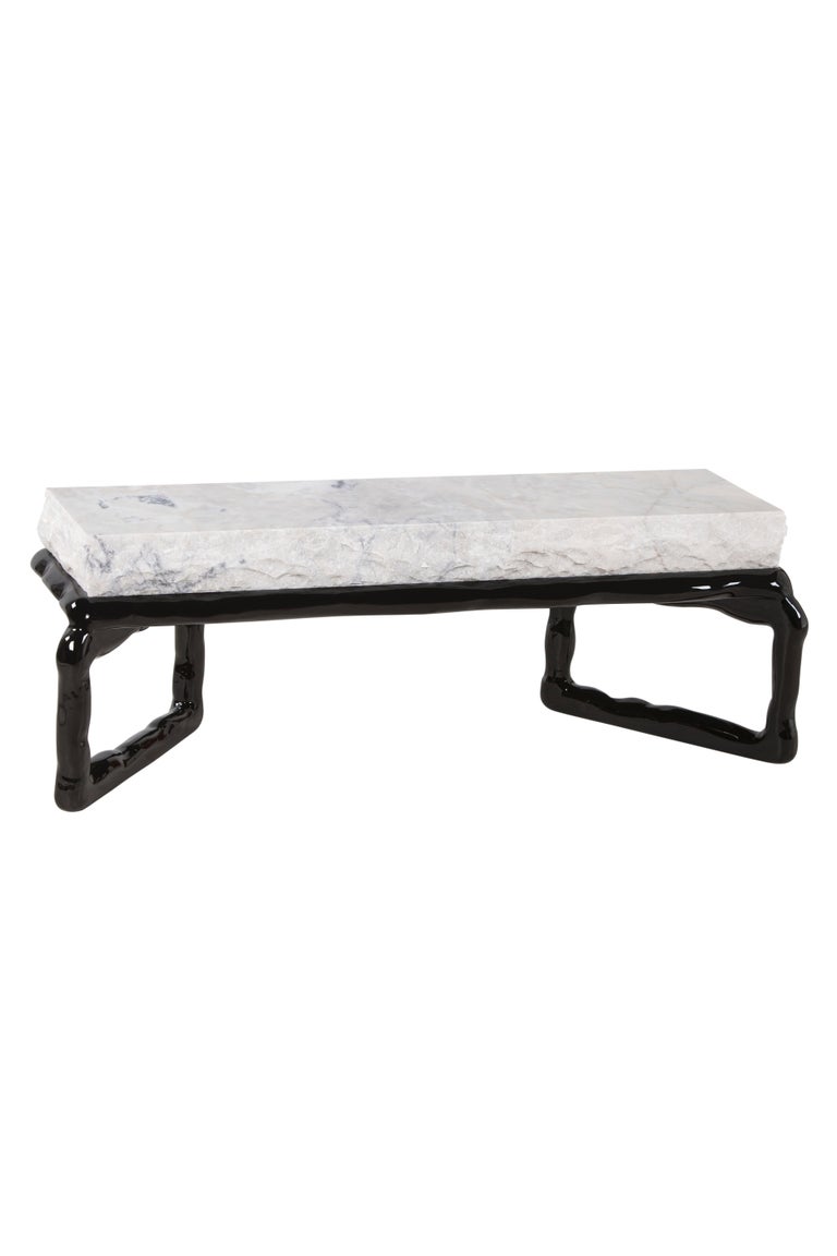 Hand-Crafted 21st Century Modern Stone Coffee Table Handcrafted in Portugal by Greenapple For Sale