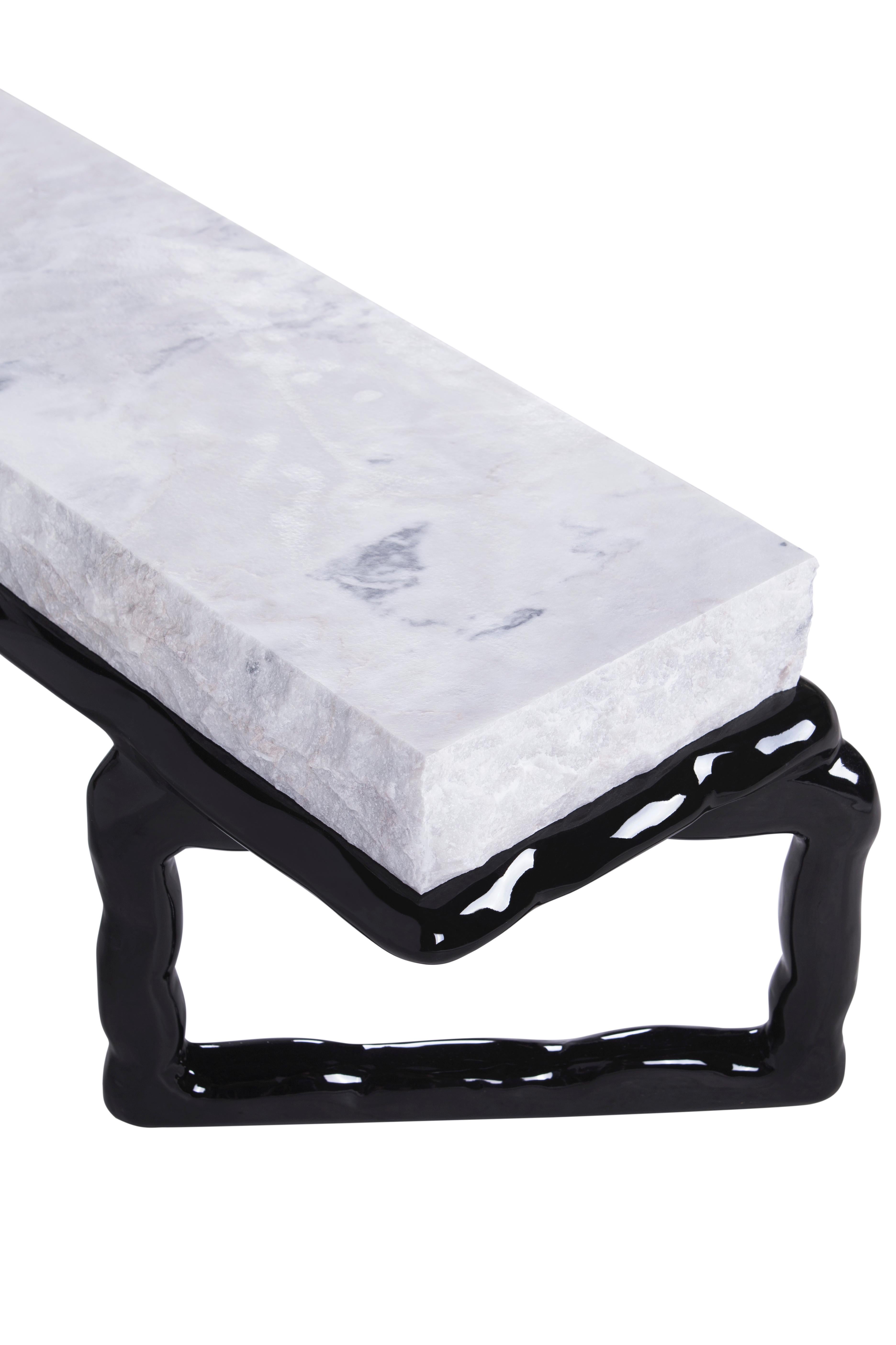 Art Deco Stone Coffee Table Calacatta Marble Handmade in Portugal by Greenapple In New Condition For Sale In Lisboa, PT