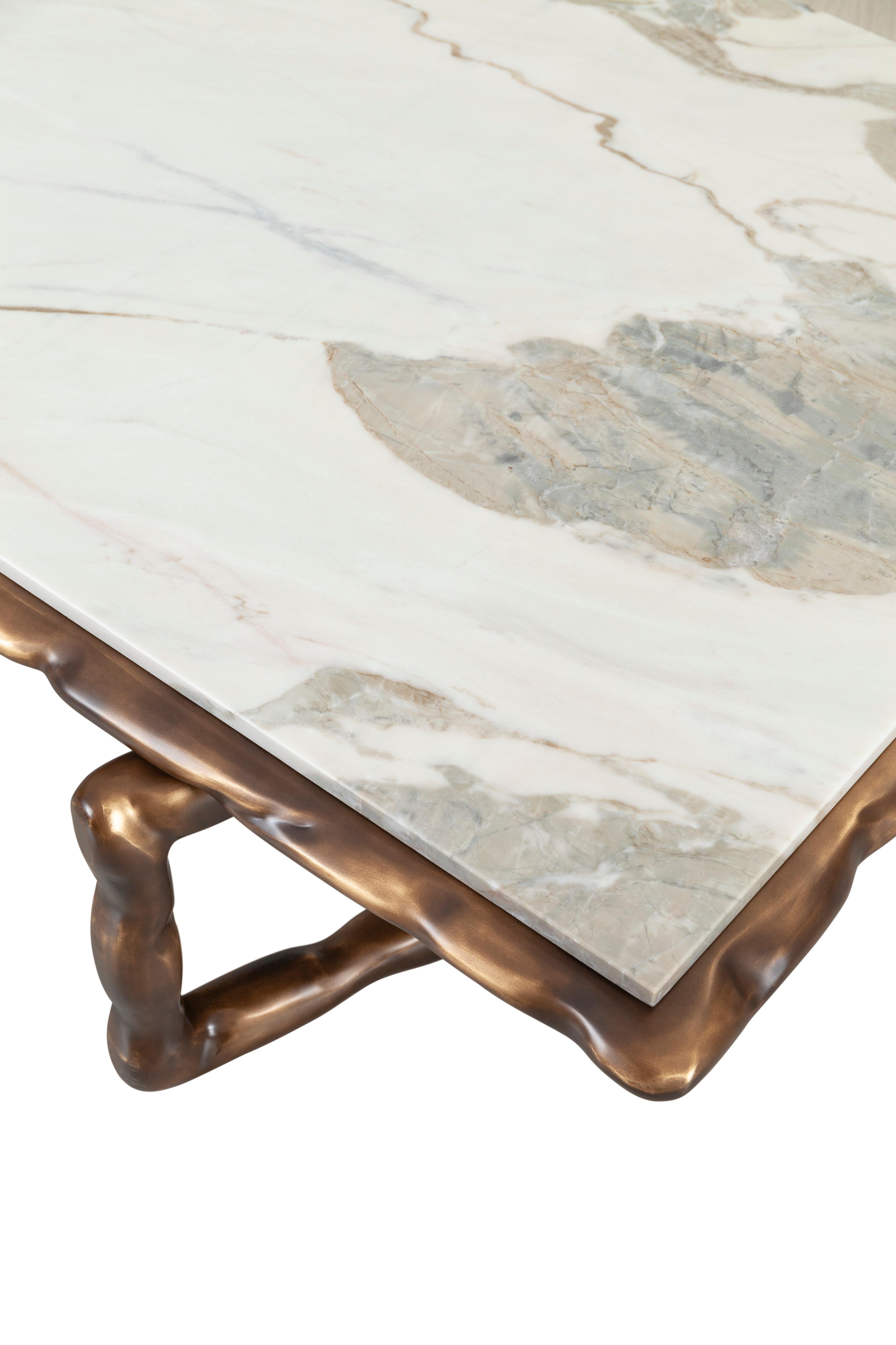 Table basse en pierre Art Déco Calacatta en marbre, fabriquée à la main au Portugal par Greenapple en vente 2