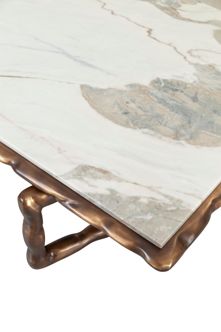 Greenapple Coffee Table, Stone Coffee Table, Cremo Marble, Handmade in Portugal For Sale 2