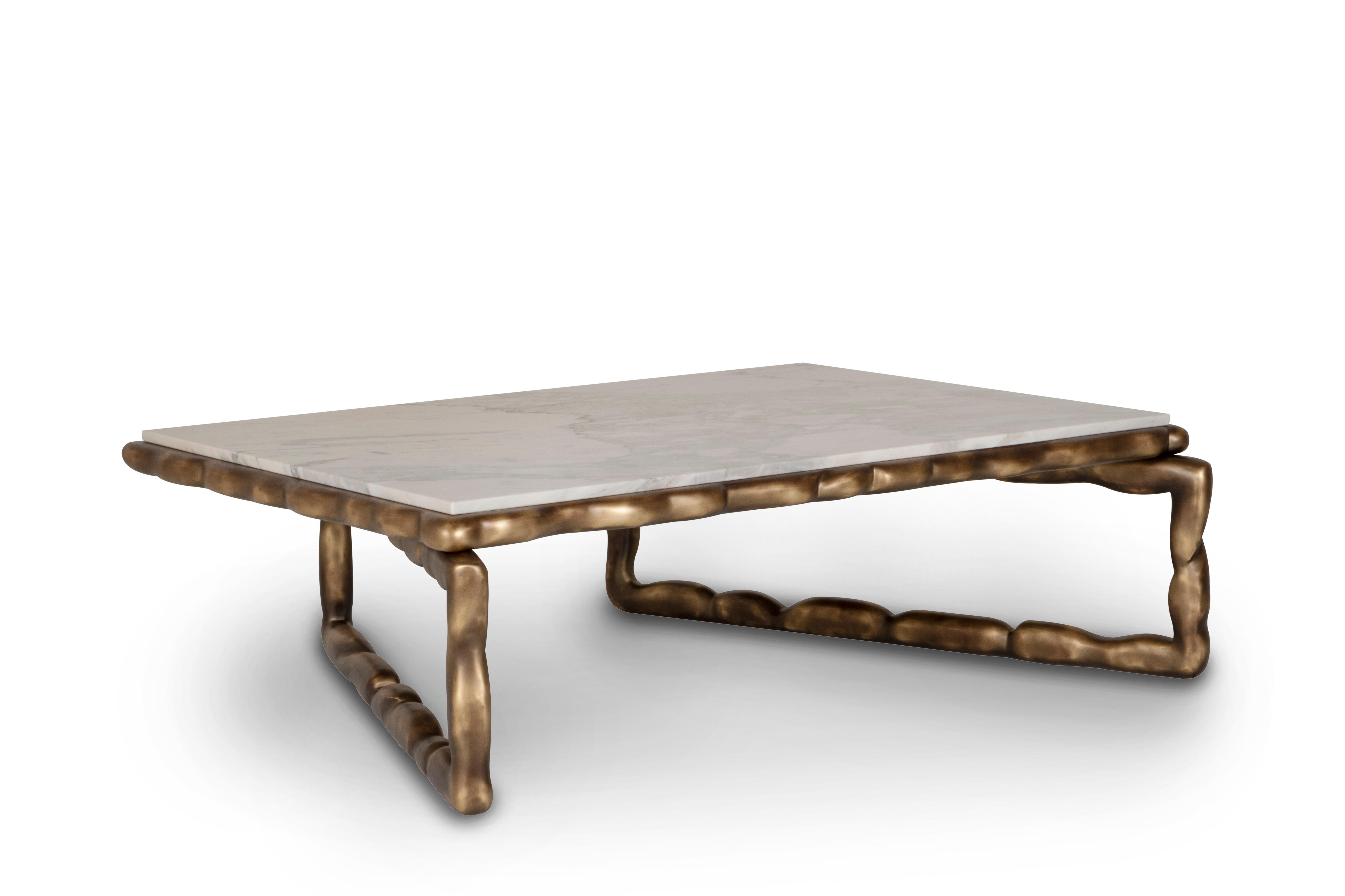 Table basse en pierre Art Déco Calacatta en marbre, fabriquée à la main au Portugal par Greenapple Neuf - En vente à Lisboa, PT