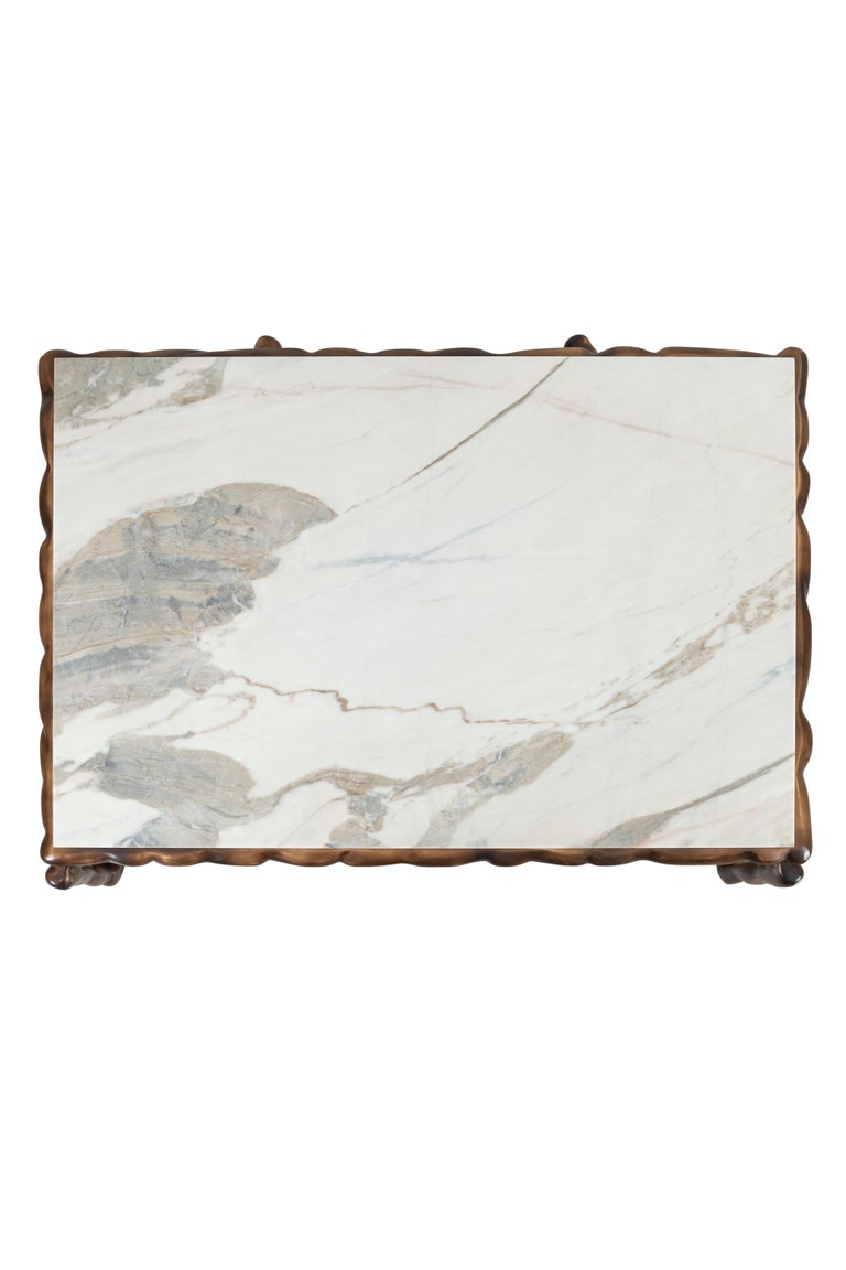 Onyx Greenapple Coffee Table, Stone Coffee Table, Cremo Marble, Handmade in Portugal For Sale