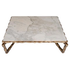 Antique Art Deco Stone Coffee Table Calacatta Marble Handmade in Portugal by Greenapple