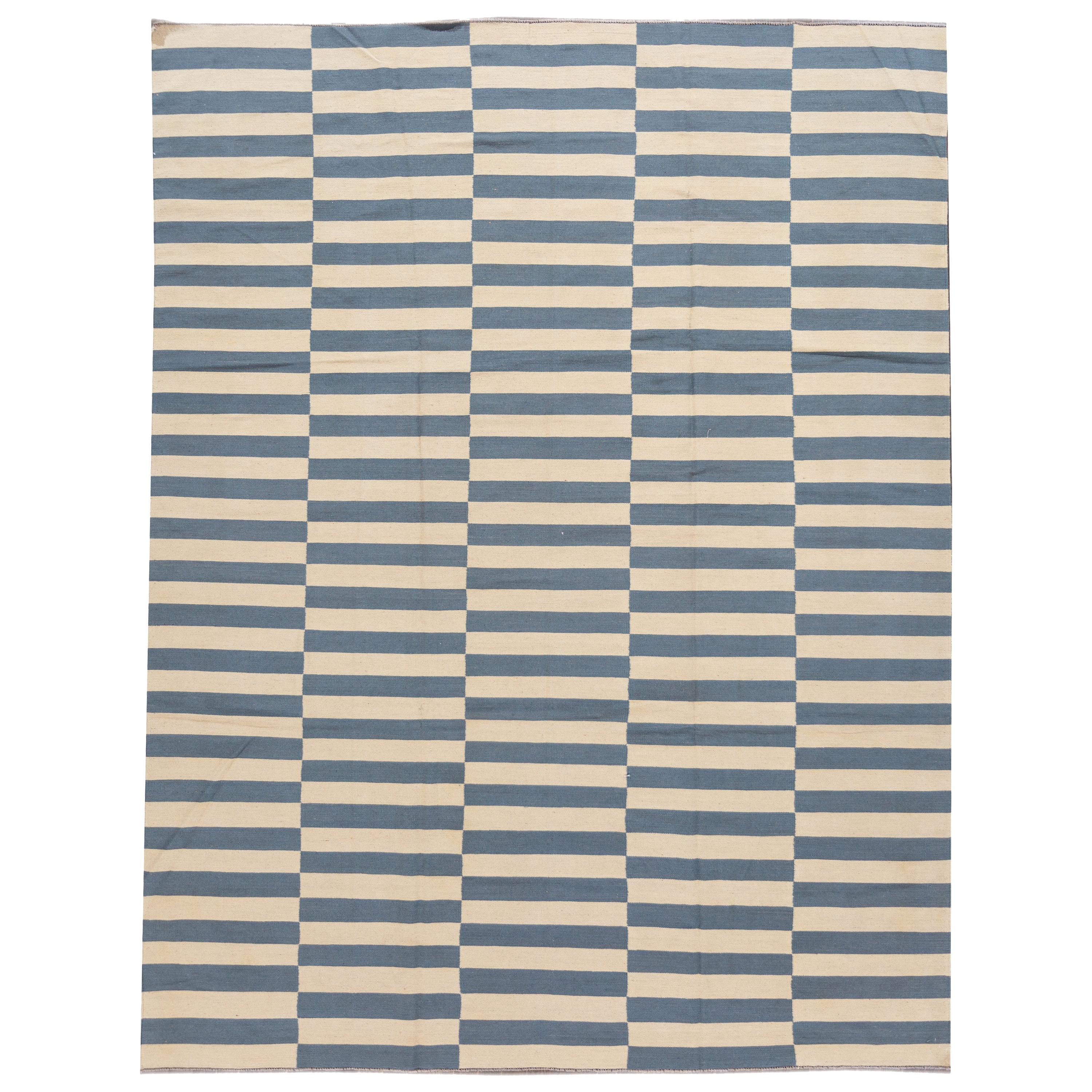 Tapis Kilim à tissage plat rayé moderne du 21e siècle