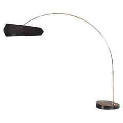 Modern Sublime Arc Floor Lamp Black with Nero Marquina Marble by Greenapple