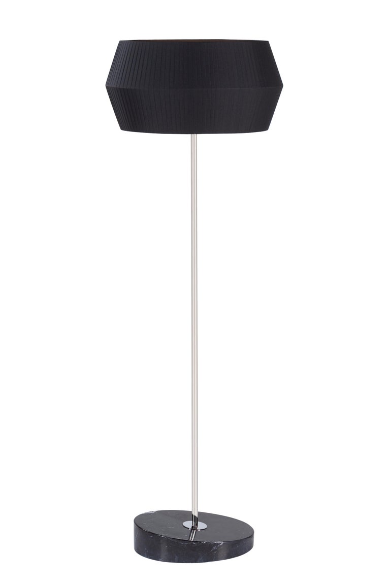Hand-Crafted Modern Sublime Floor Lamp Black with Nero Marquina Marble by Greenapple For Sale