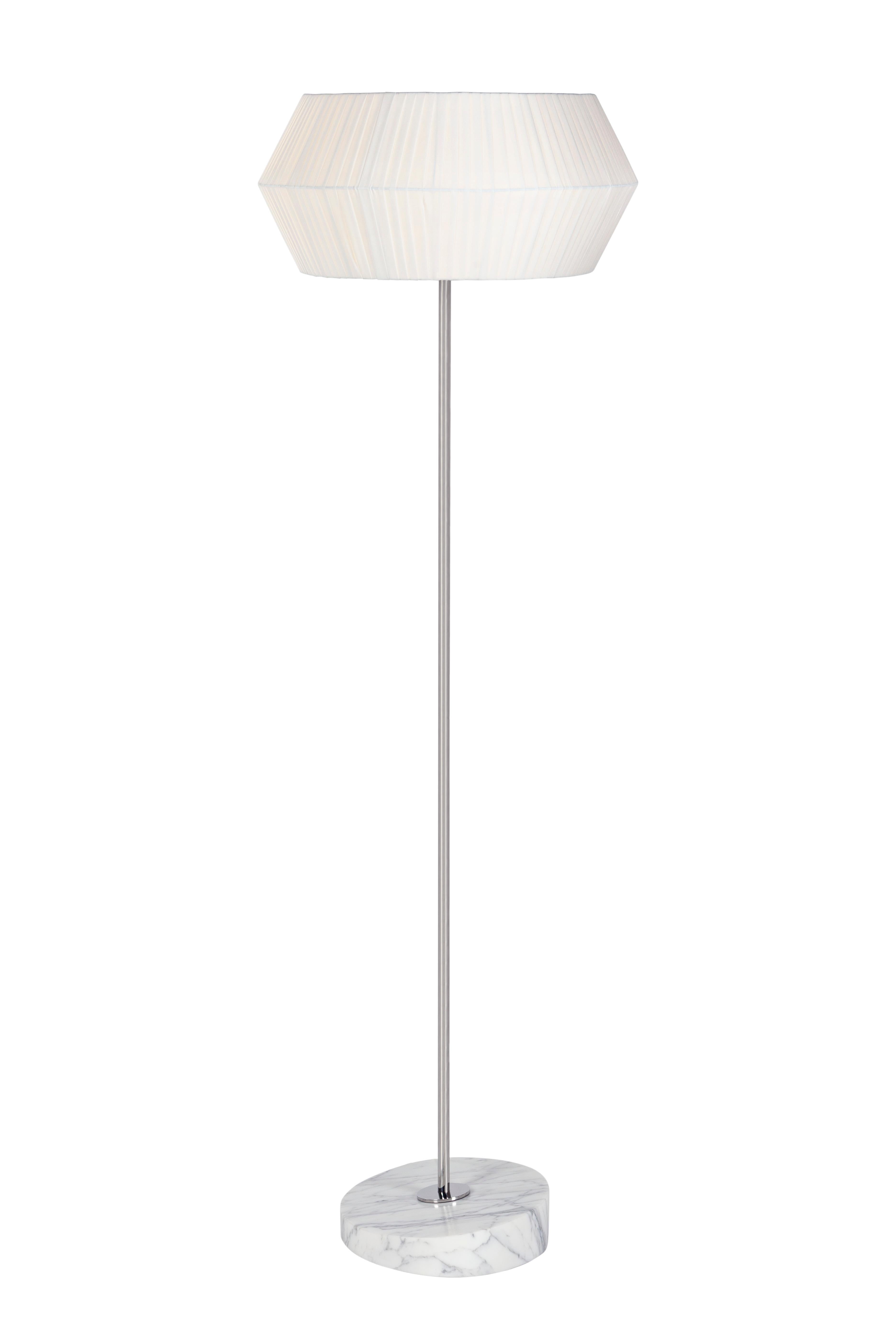 Brass Modern Sublime Floor Lamp, White Silk Marble, Handmade in Portugal by Greenapple For Sale