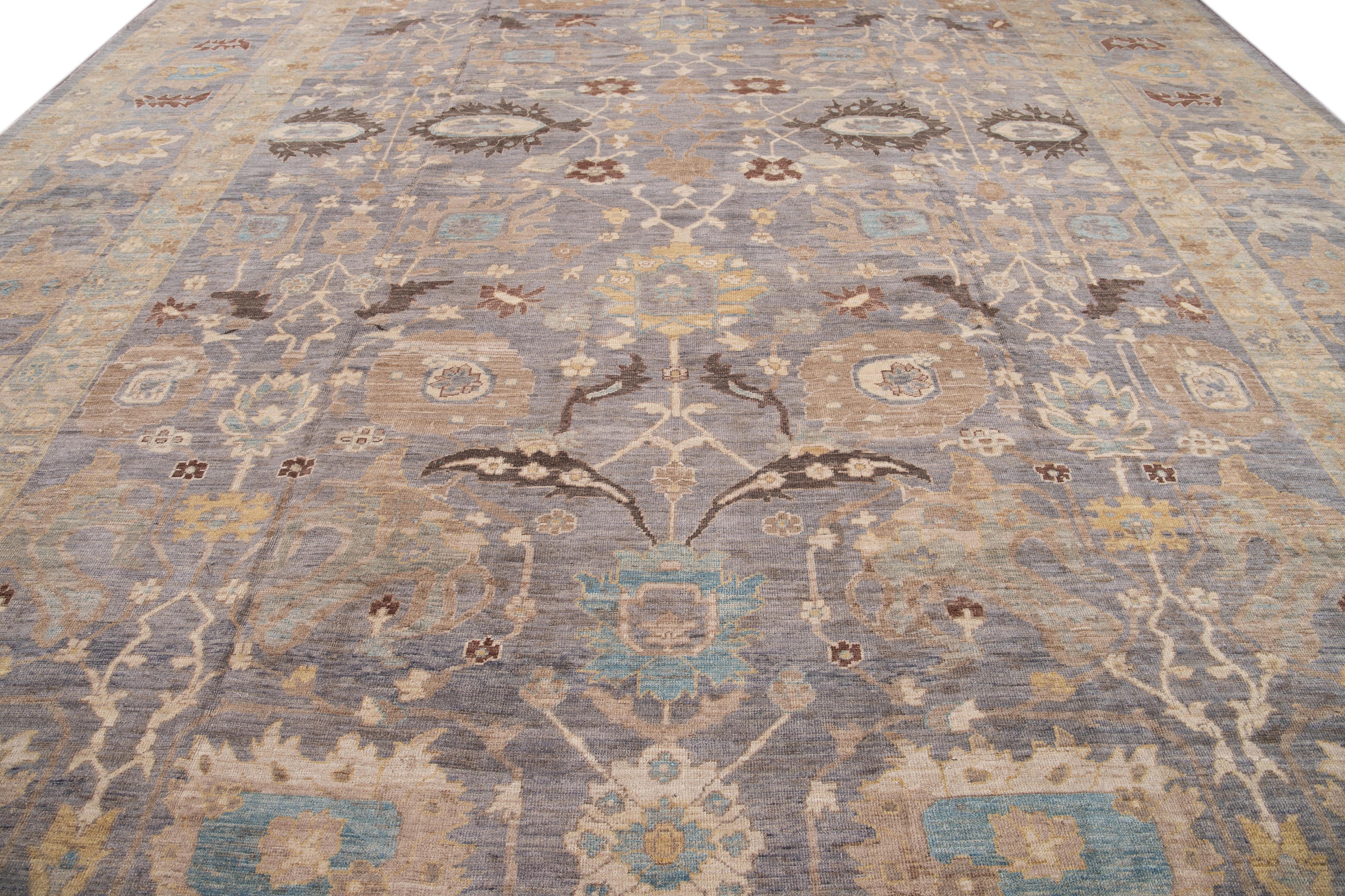 Moderner Sultanabad Oversize-Wollteppich des 21. Jahrhunderts im Angebot 12