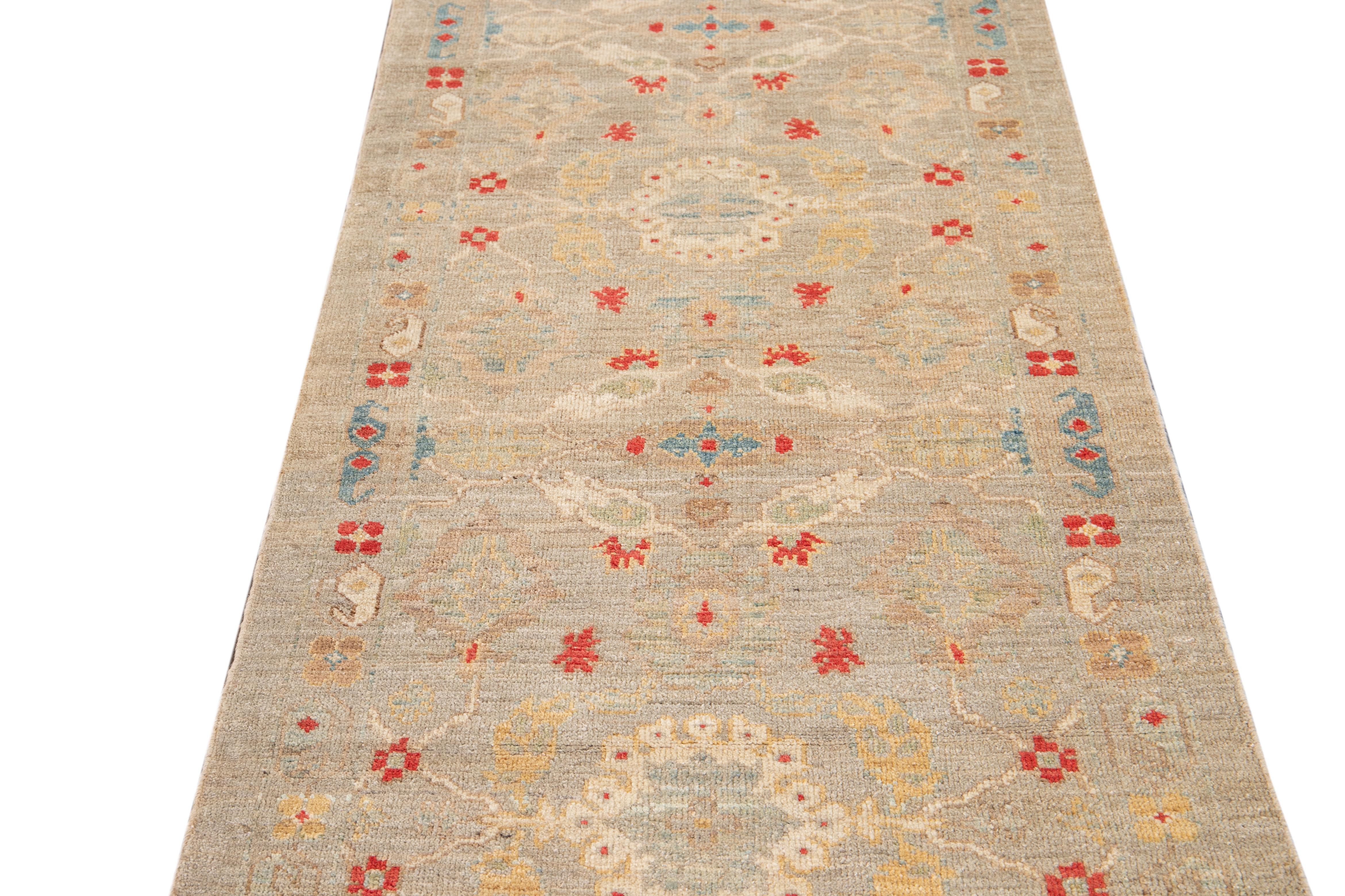 Persian 21st Century Modern Sultanabad Runner Rug For Sale