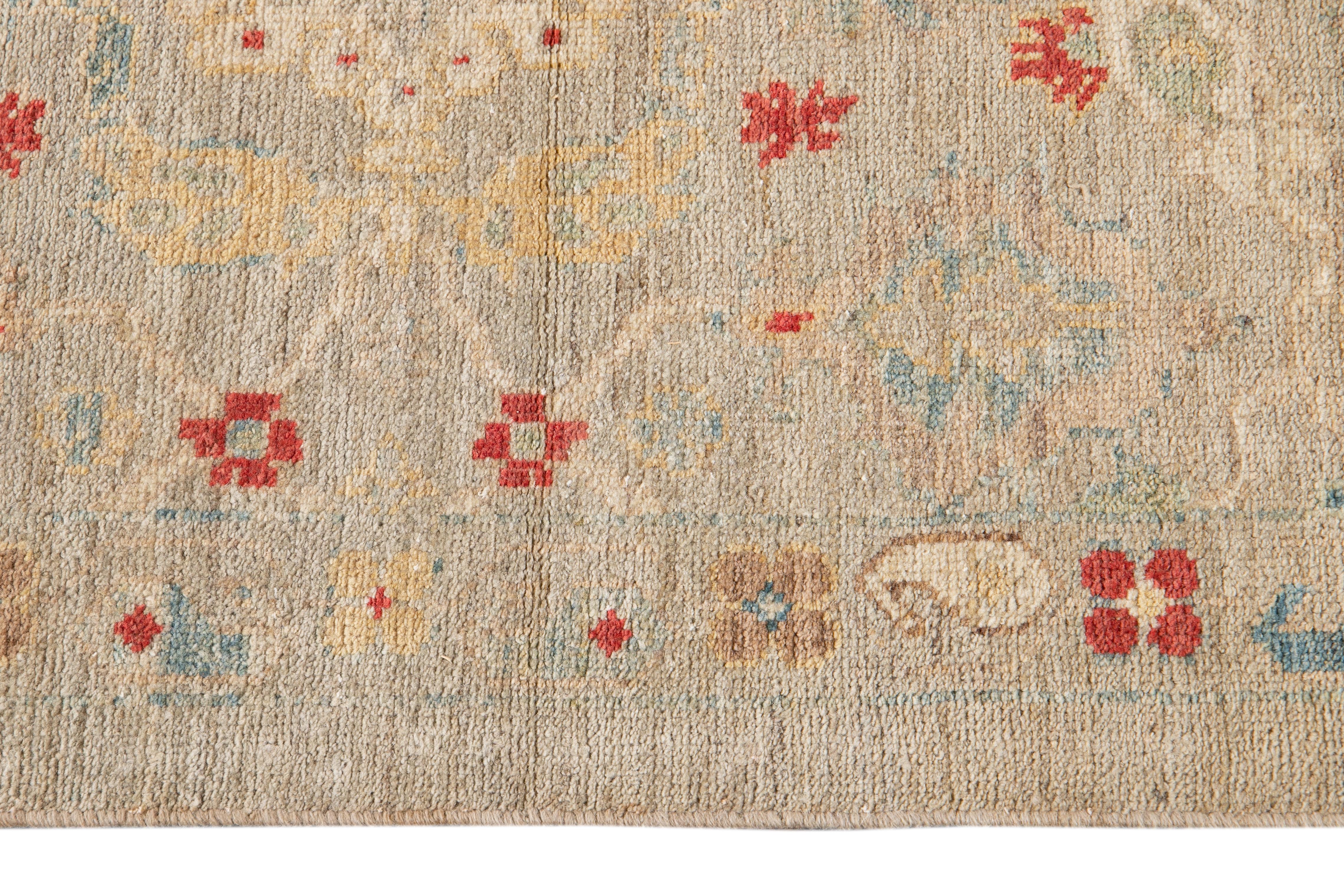 Hand-Knotted 21st Century Modern Sultanabad Runner Rug For Sale