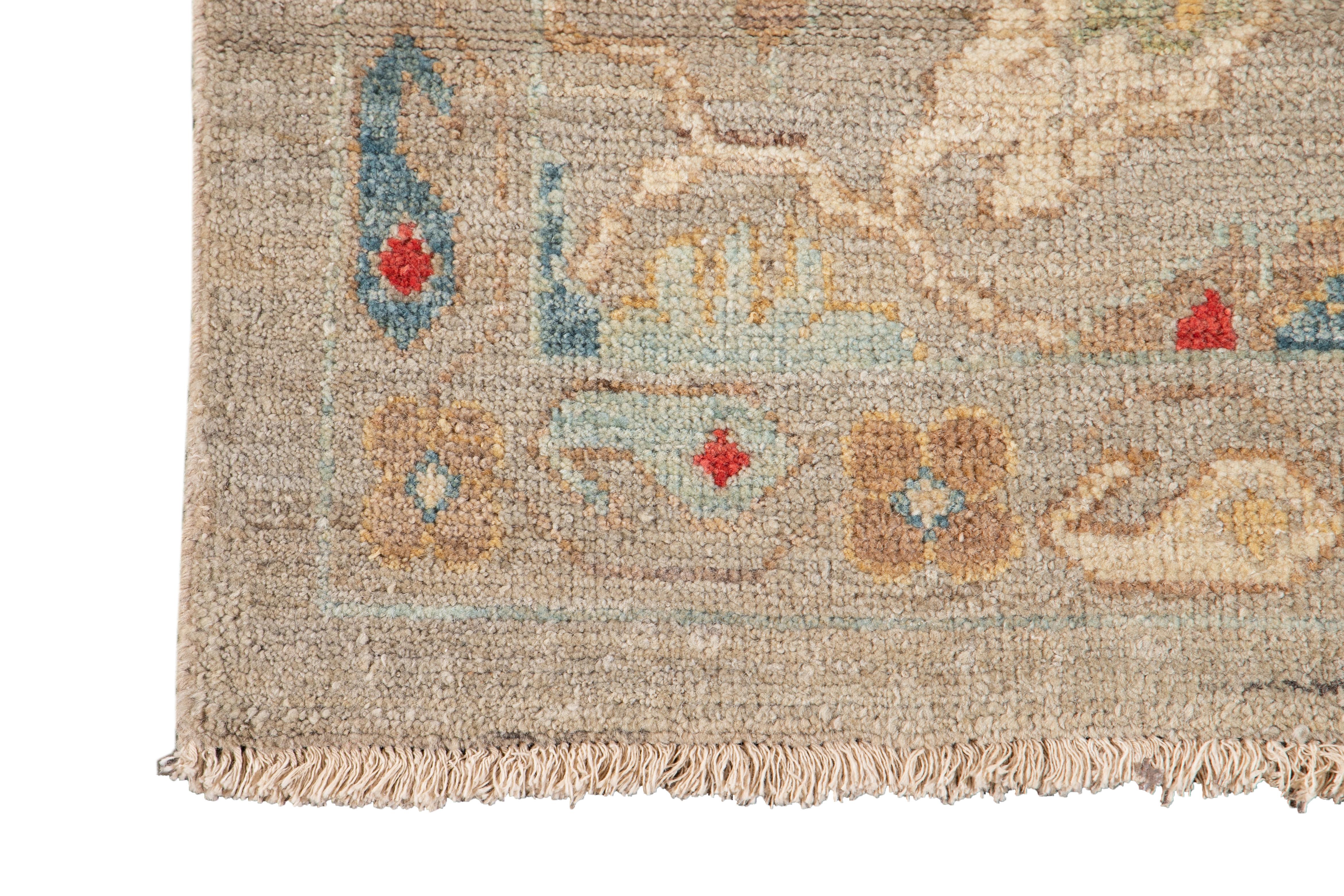 Hand-Knotted 21st Century Modern Sultanabad Runner Rug For Sale