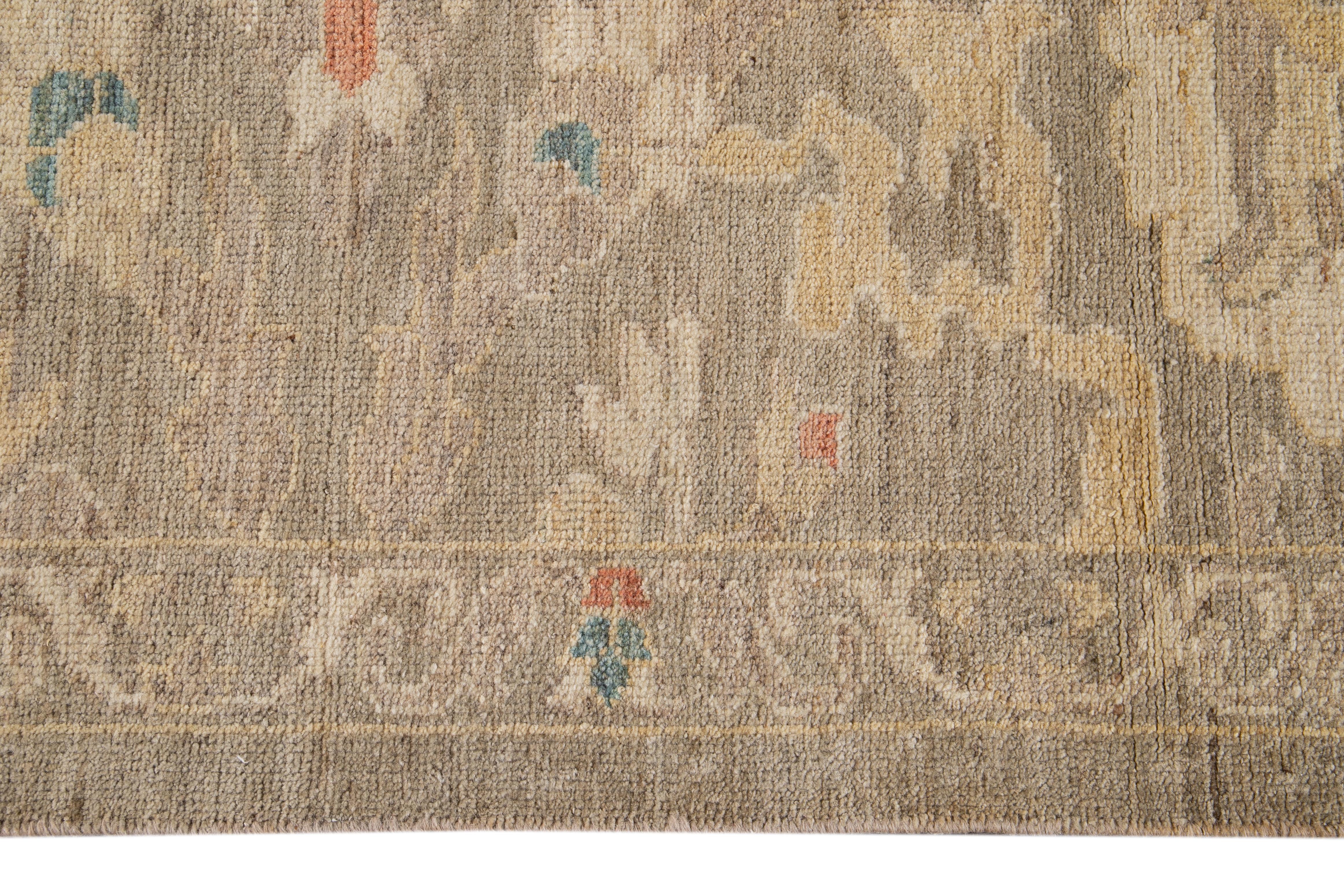 Hand-Knotted 21st Century Modern Sultanabad Runner Rug For Sale