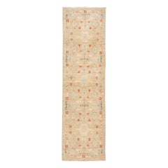 Tapis de course moderne en laine à fleurs The Modernsabad, Brown Light 