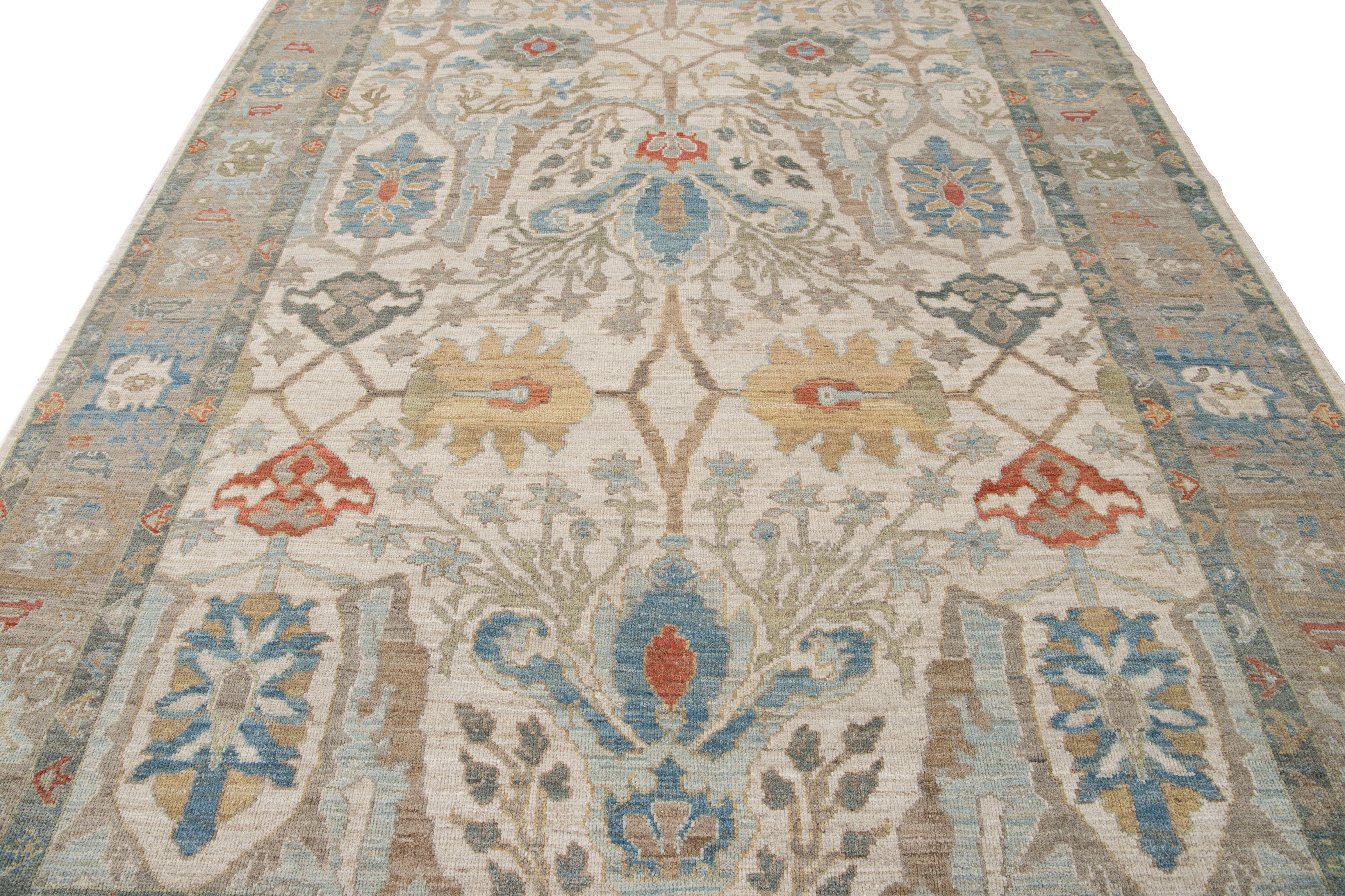 21st Century Modern Sultanabad Wool Rug For Sale 8