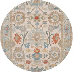 Hand-Knotted Sultanabad Wool Rug, Ivory Floral Design, 8'1\" x 11'10\"