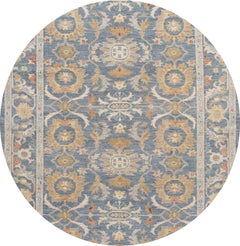 Hand-Knotted Sultanabad Wool Rug, Blue with Tan Frame, 8'7\" x 11'10\"