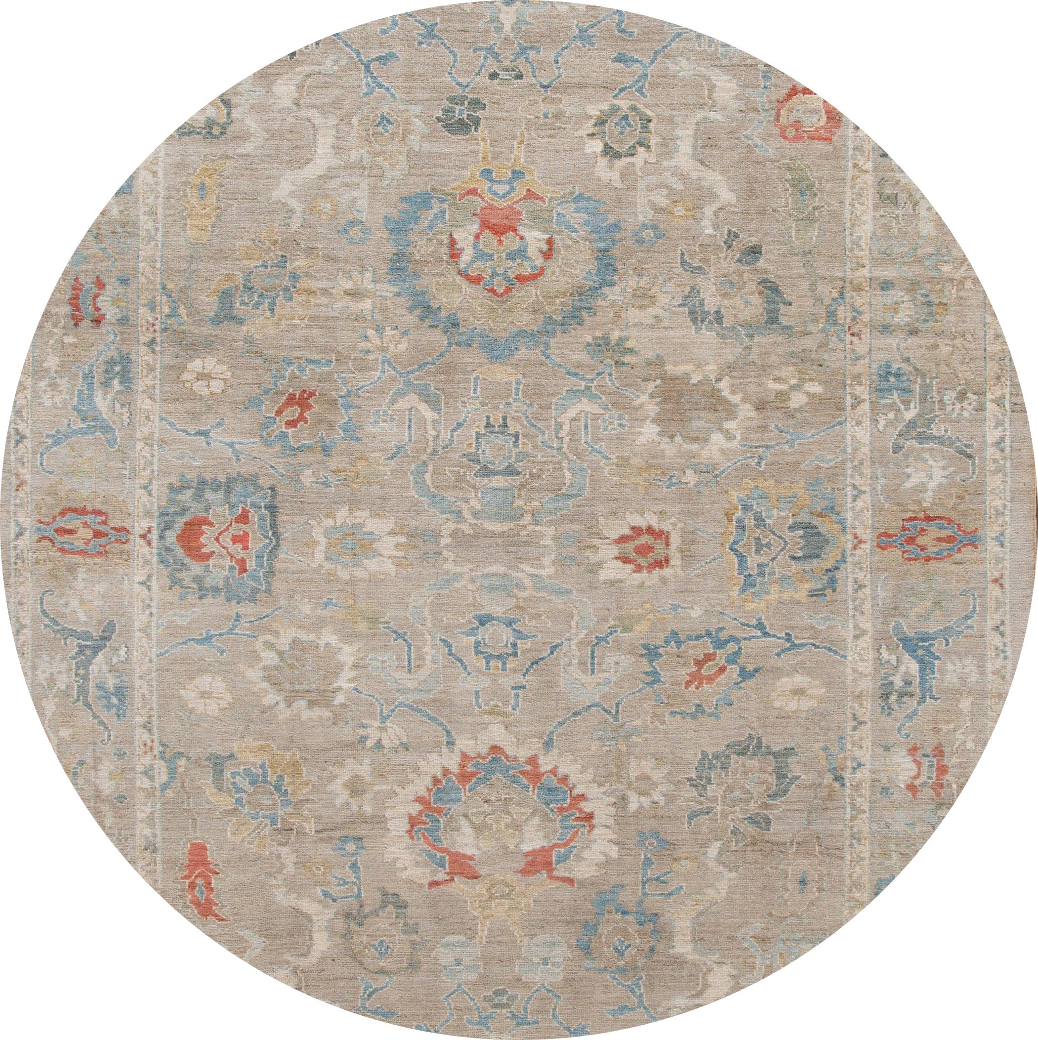 Beautiful contemporary Sultanabad rug, hand knotted wool with a gray field, and multi-color accents in all-over Classic floral medallion design.

This rug measures: 8'6