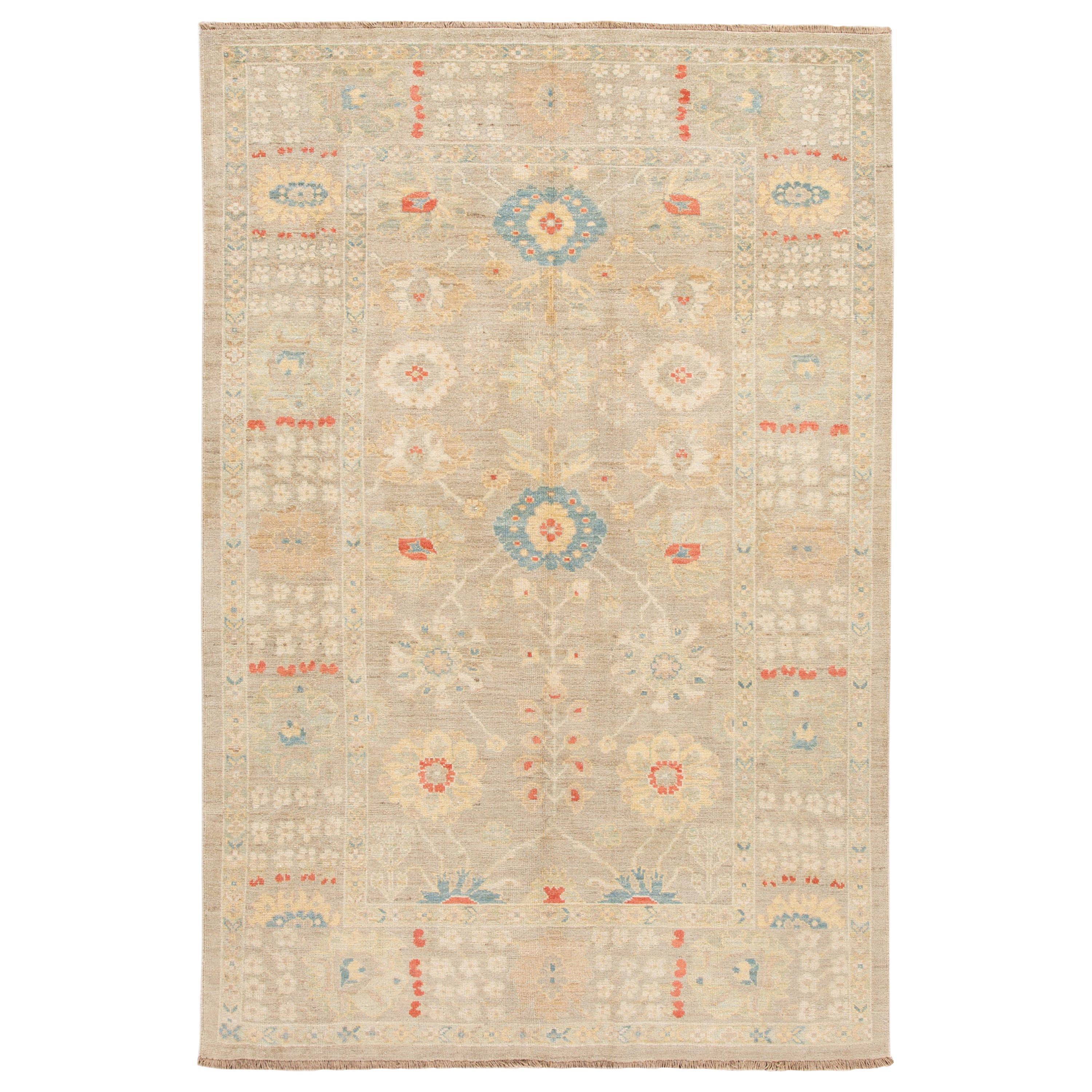 21st Century Modern Sultanabad Wool Rug For Sale